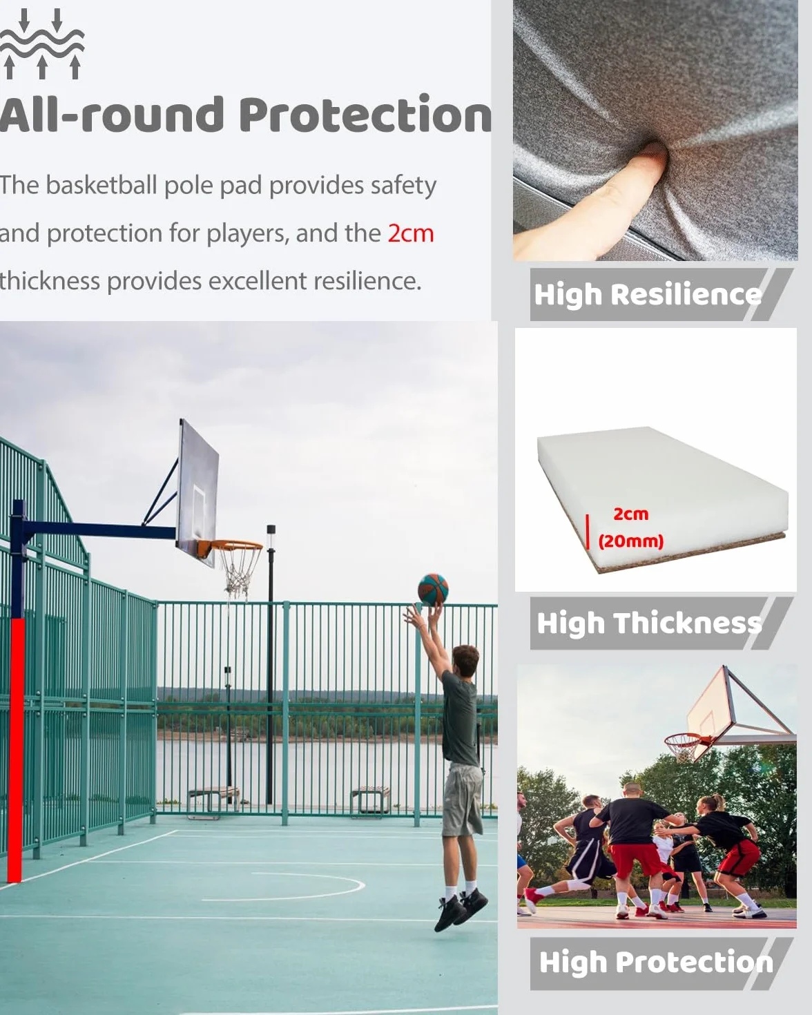 Palo da Basket Imbottitura Protezione Antiurto 20 Mm Schiuma Blu