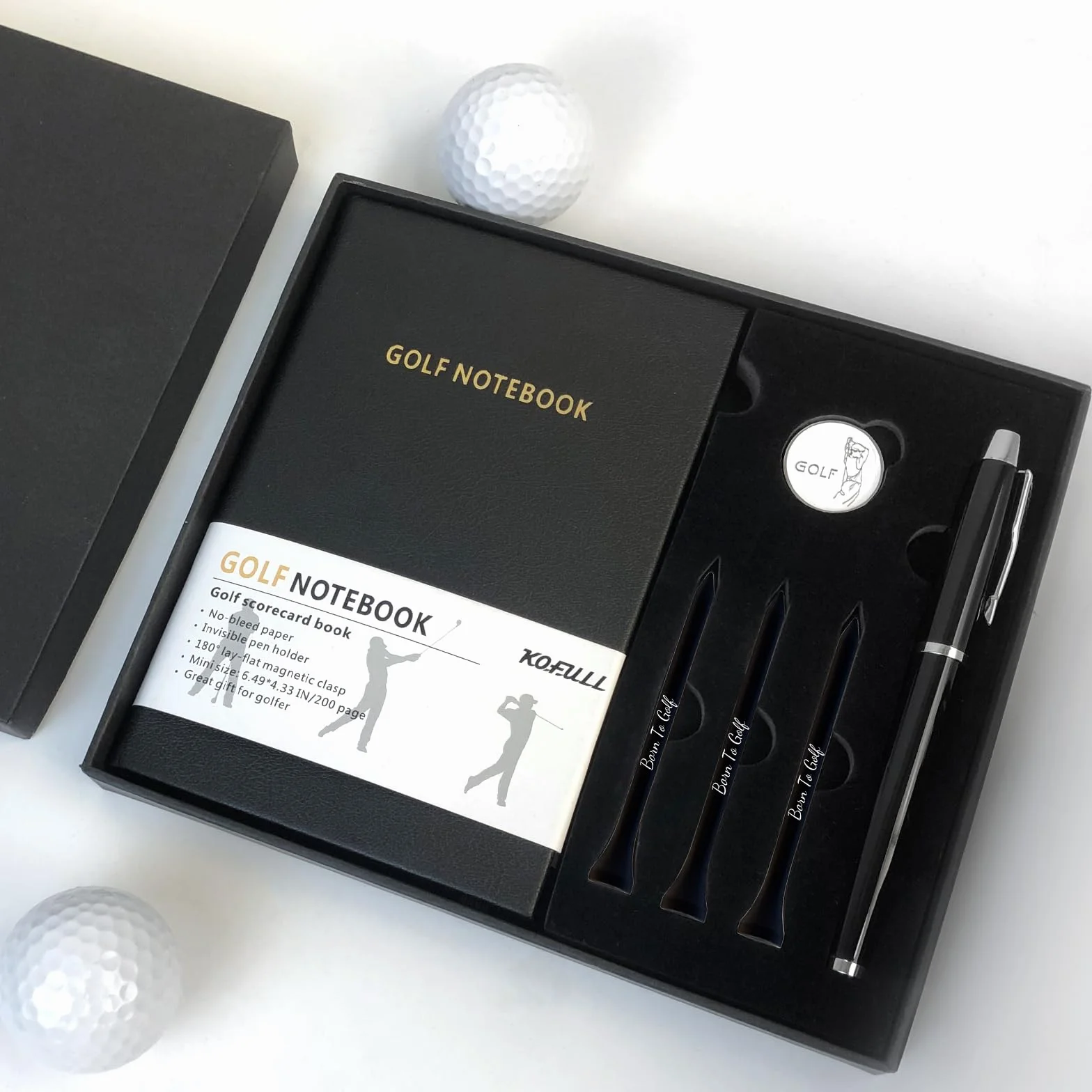 Kofull Golf Markers Set z Piórem, Znacznikiem i Tee, Prezent dla Mężczyzn