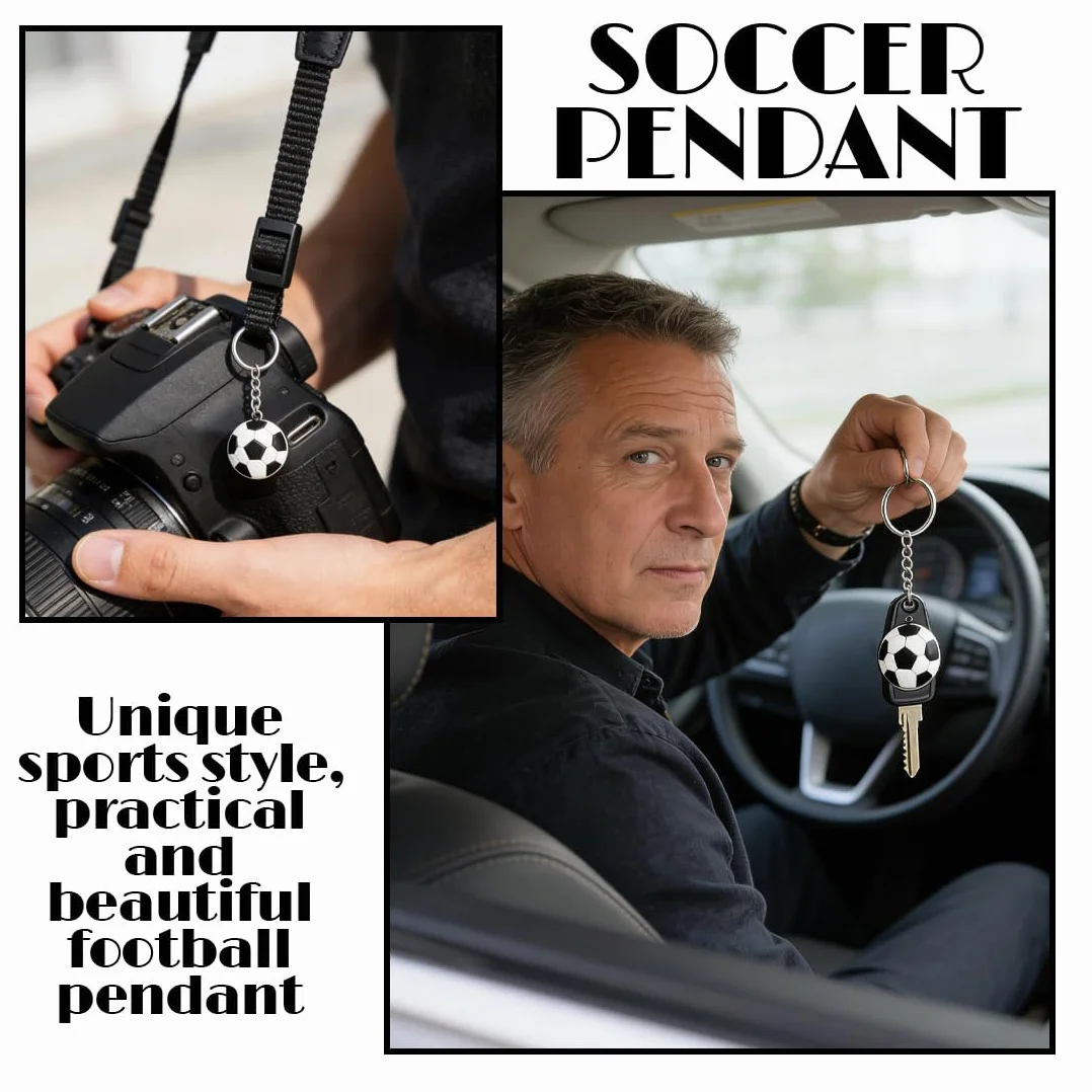 24 portachiavi a forma di pallone da calcio in PVC per borse e zaini