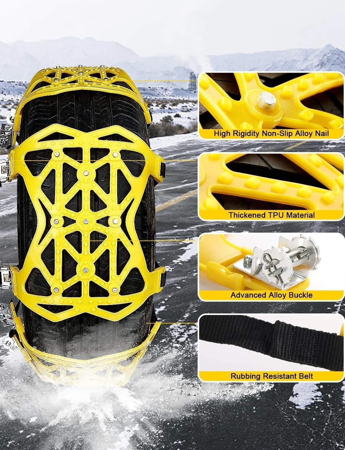 Catene da neve universali per auto 6 pezzi 165-255 mm 6.5"-10" per camion SUV