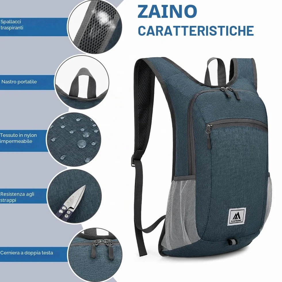 Flintronic Zaino Trekking Pieghevole 16L Ultraleggero Impermeabile per Escursionismo
