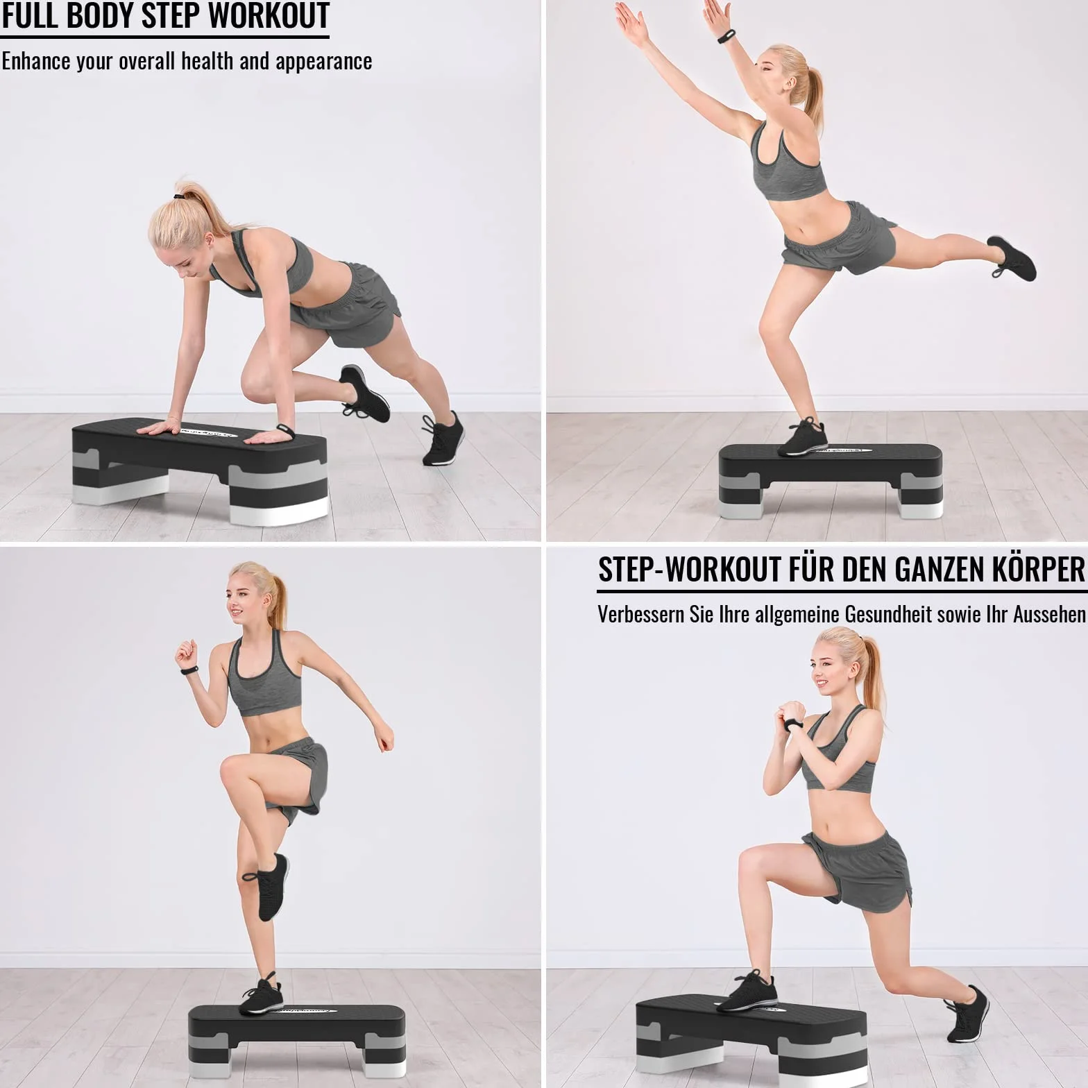 Physionics Stepper gradino aerobico fitness altezza regolabile 10-15 cm