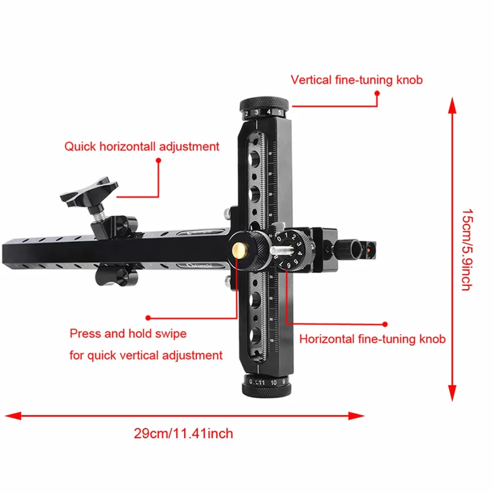 SHARROW Mirino per Arco Ricurvo Alluminio 9 pollici Bow Sight Accessori Arco