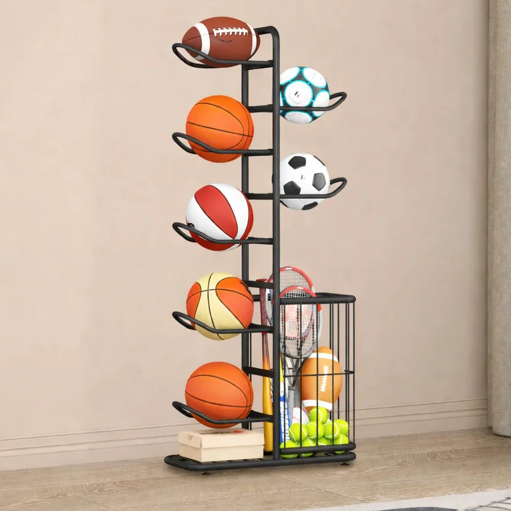7-Ball Sport Equipment Rack Organizer Stand 146 cm Nero