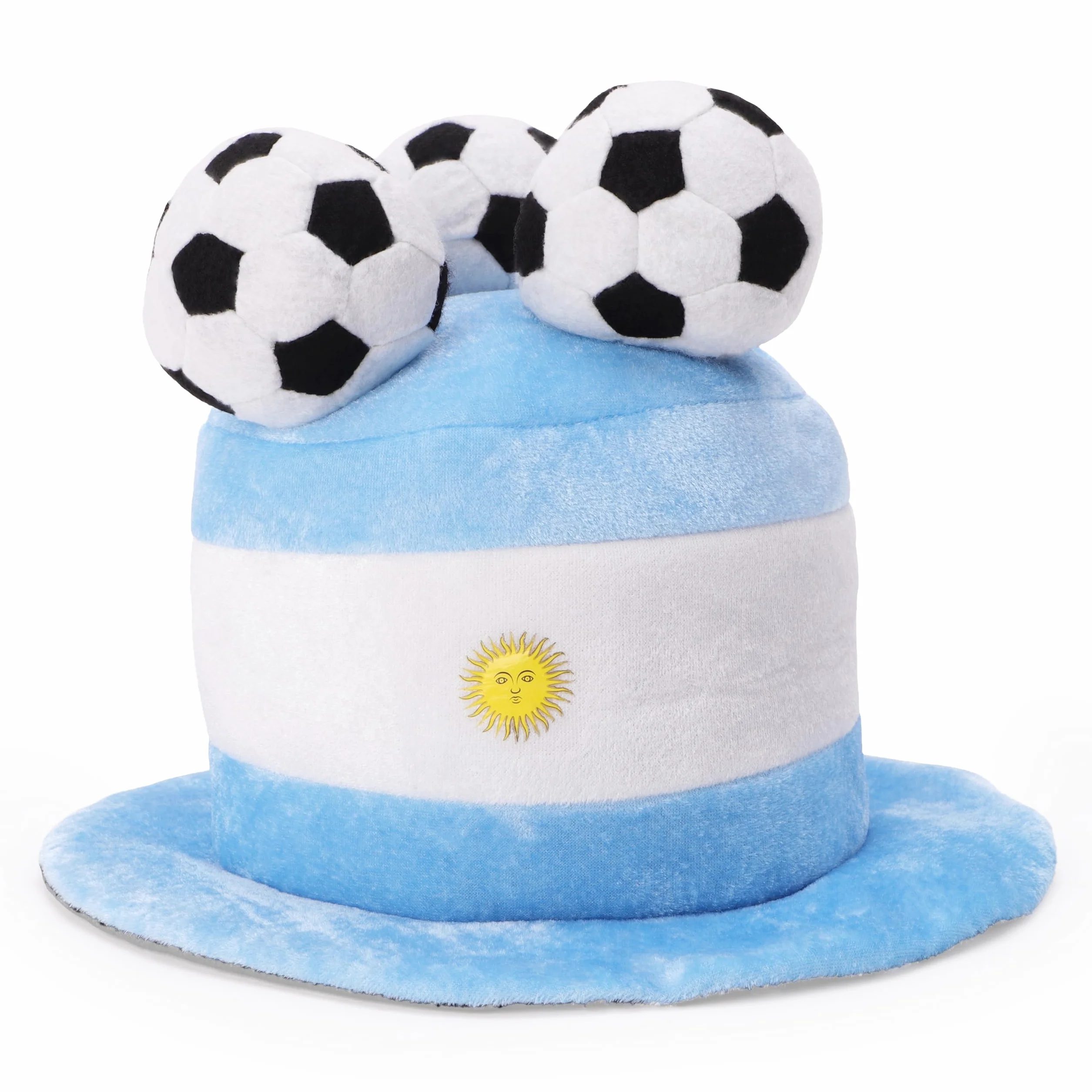Toyland® Argentina Flag Football Fan Top Hat with 3D Footballs - World Cup & European Championships Party Costume - 10 Countries to Choose