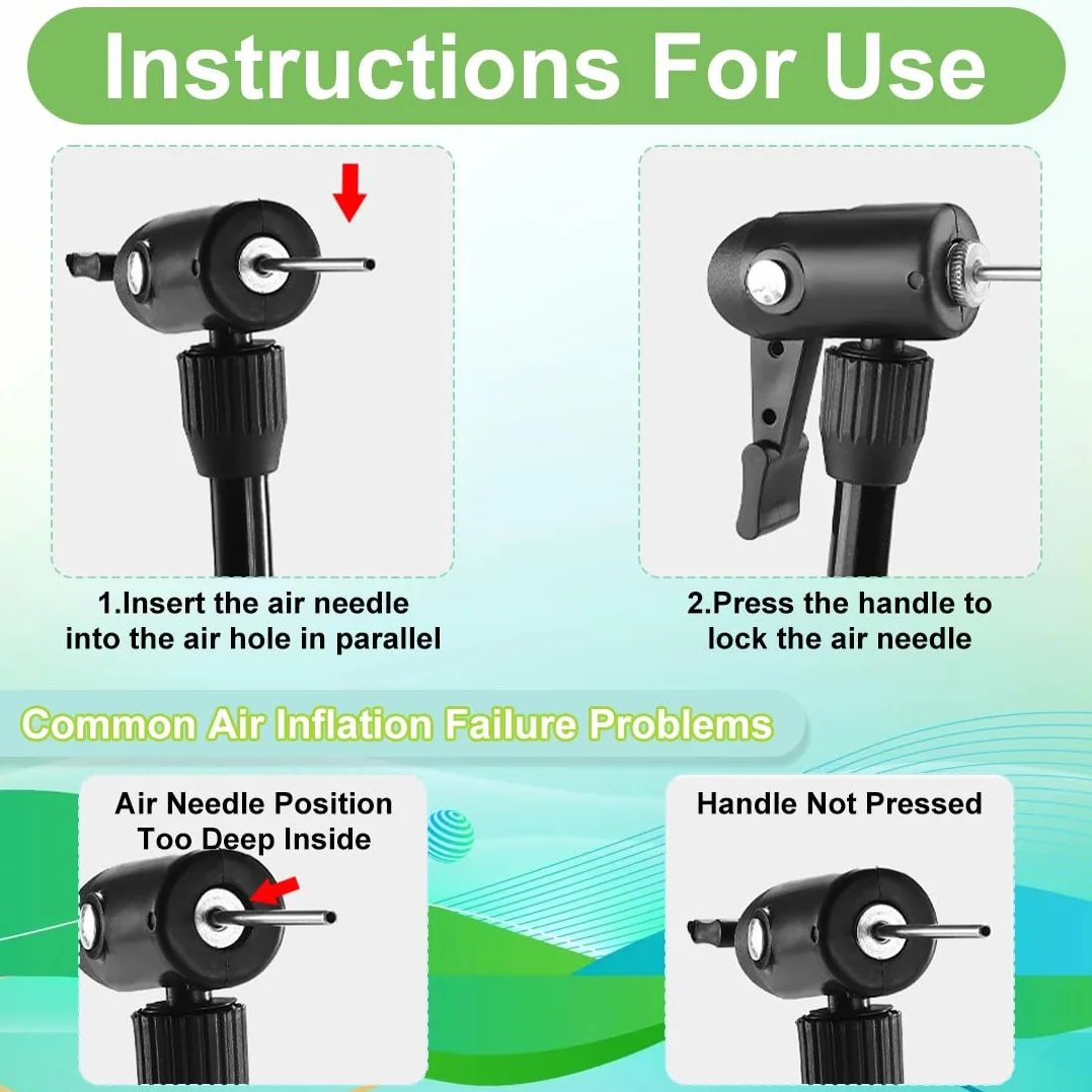 Mini Pompa da Pavimento Portatile per Bicicletta 80 psi per MTB con Tubo Flessibile Adattatori Presta Schrader