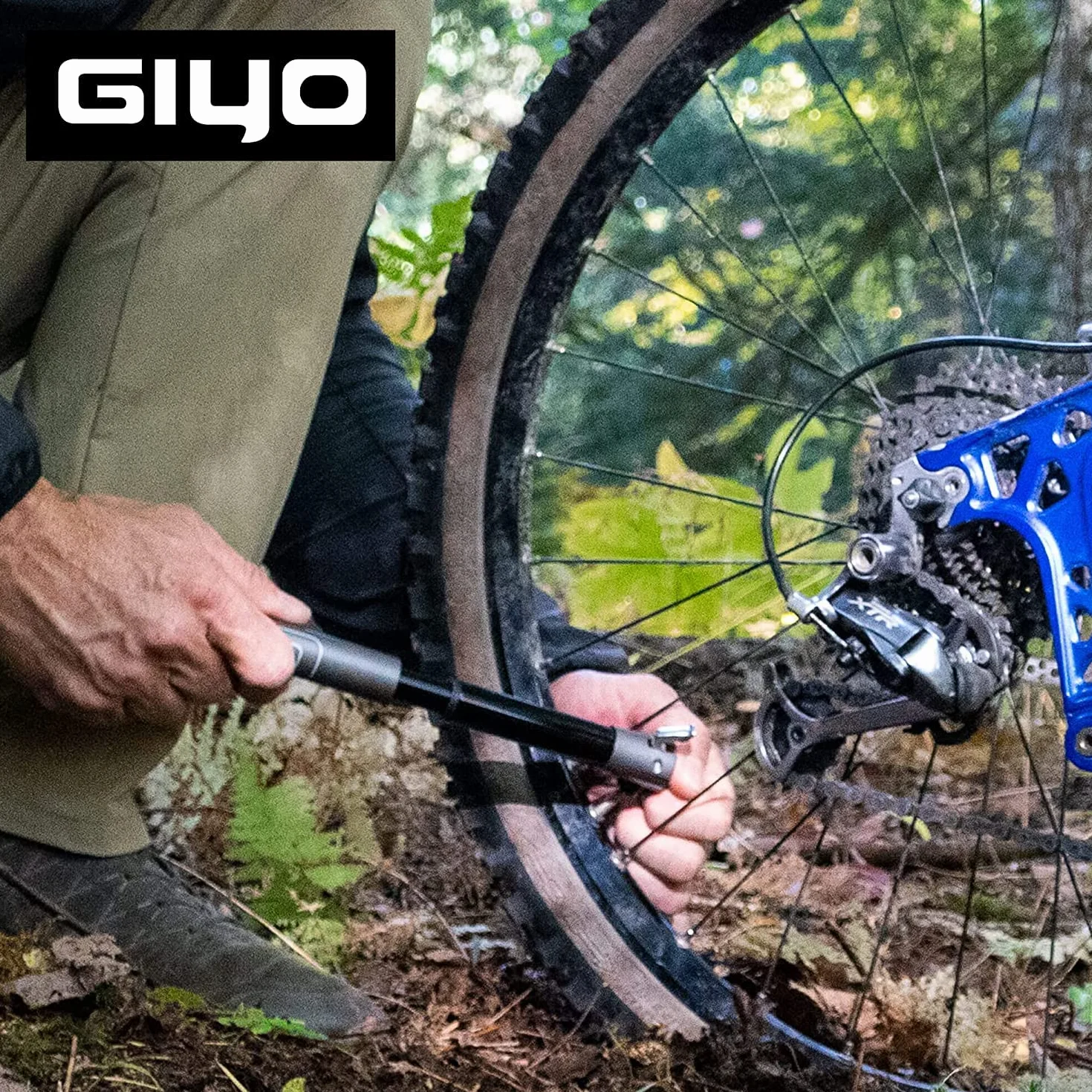 GIYO Pompa per Pneumatici Bici 80 PSI Telescopico All Metal CNC Portatile Mini Pompa Valvola Schrader Presta MTB
