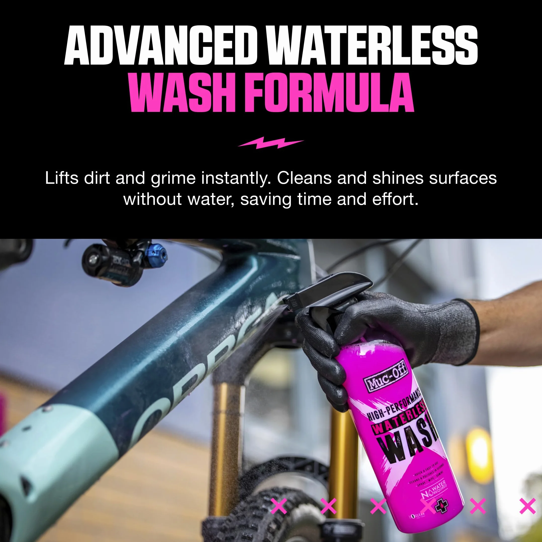 Muc-Off Waterless Wash 750 ml Detergente Bici Senza Risciacquo Spray a Secco Alte Prestazioni