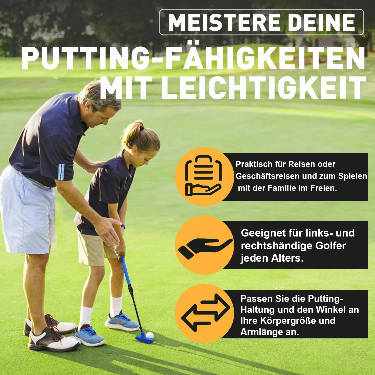 Regulowany zestaw putterów golfowych czerwony niebieski dla dzieci młodzieży