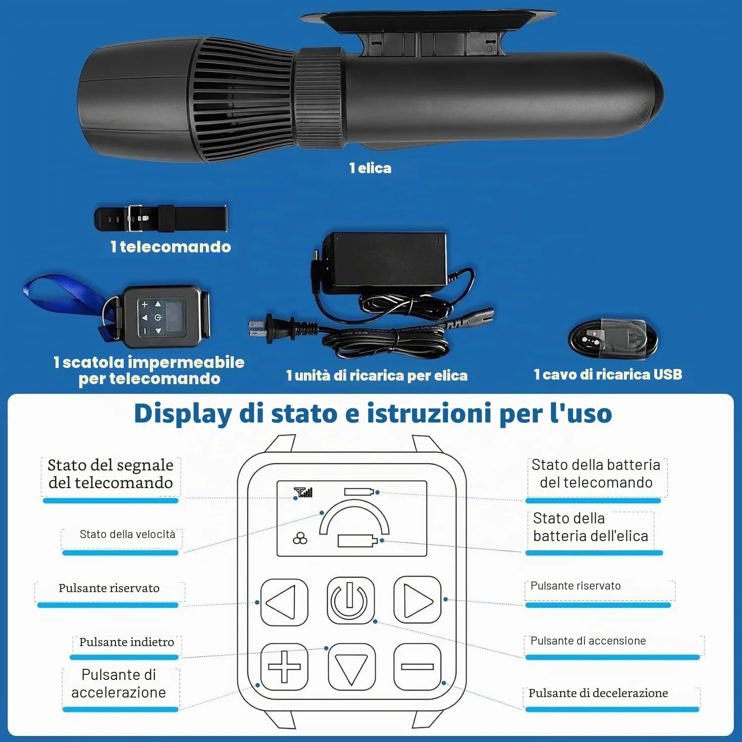 Motore per Paddle Board 500W Elica Brushless Batteria 10000mAh Telecomandato