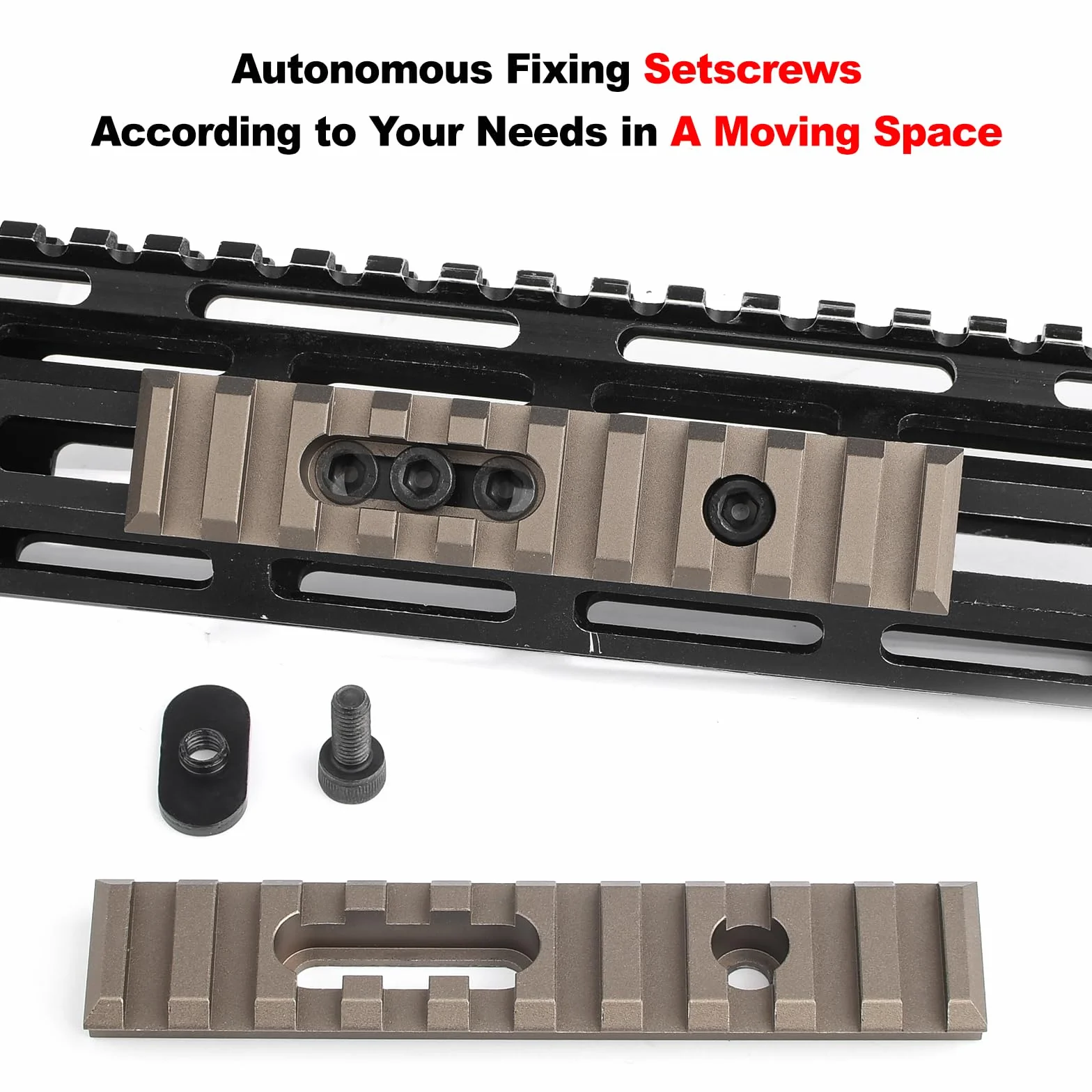 Tattico 3Pcs Picatinny Rail Alluminio Supporto Accessorio Mlok/Keymod Marrone