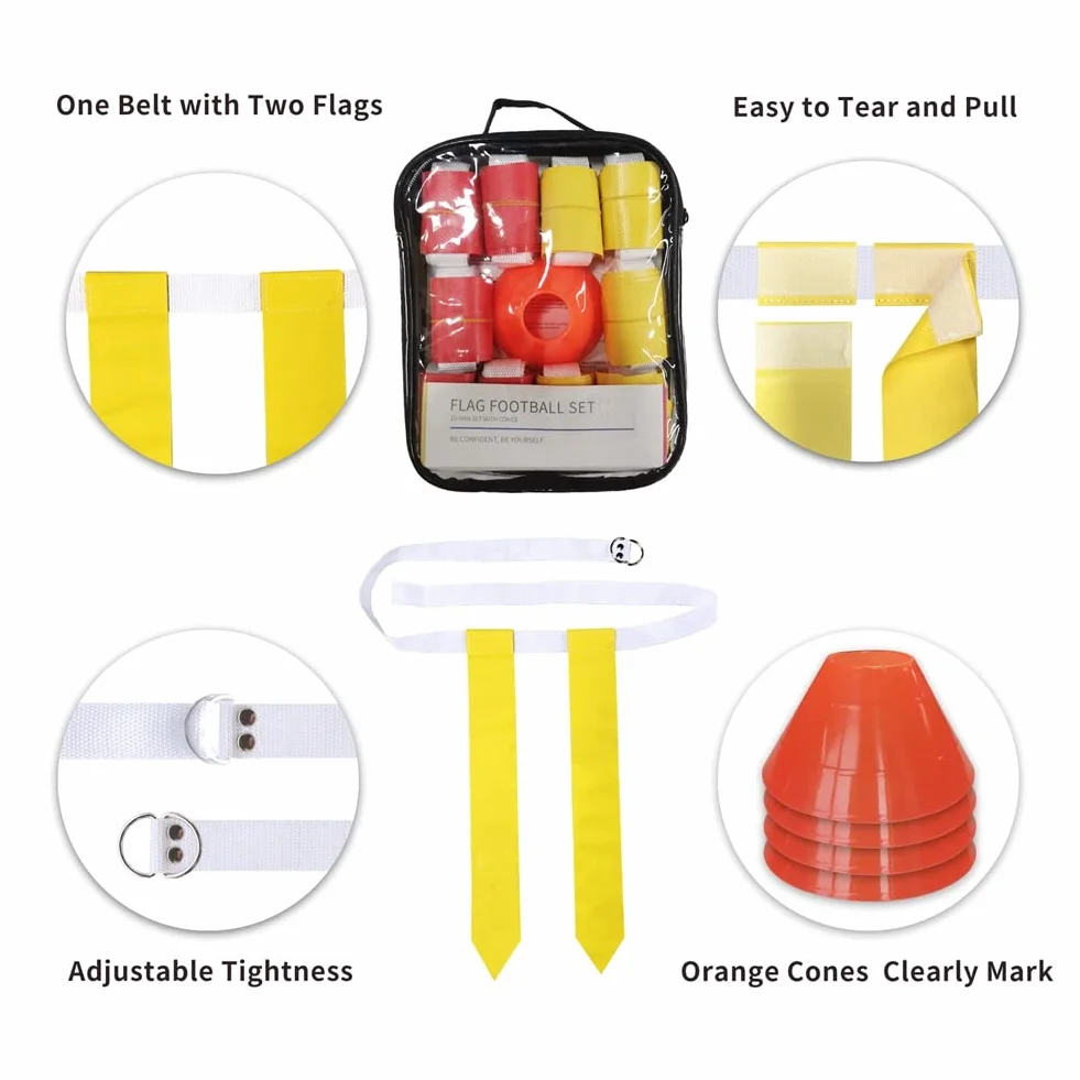 Flag Calcio Set Cinture Kit 10 Giocatori Giallo Rosso