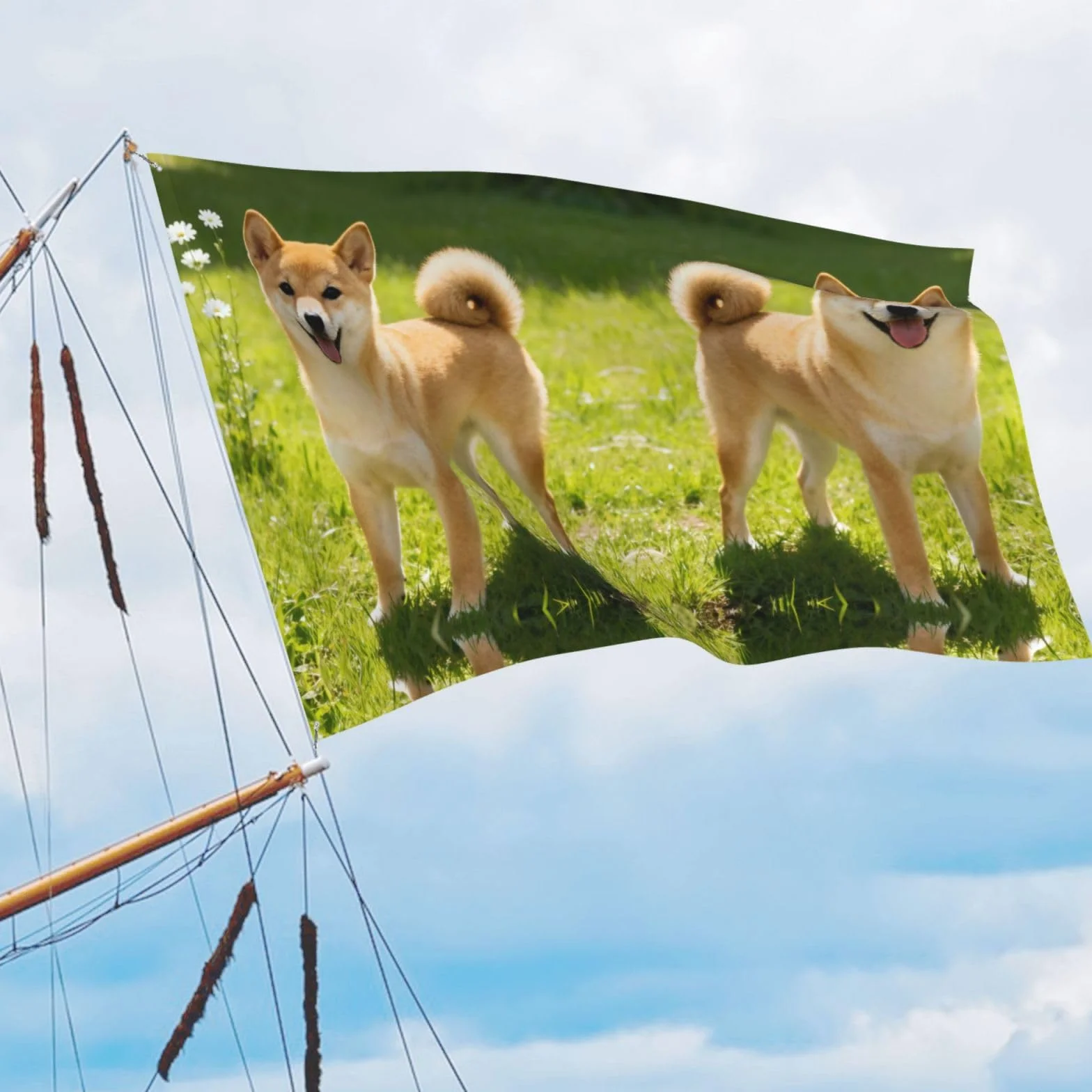 Bella Bandiera Shiba Inu Patriottica per Esterni Coppa del Mondo 2026
