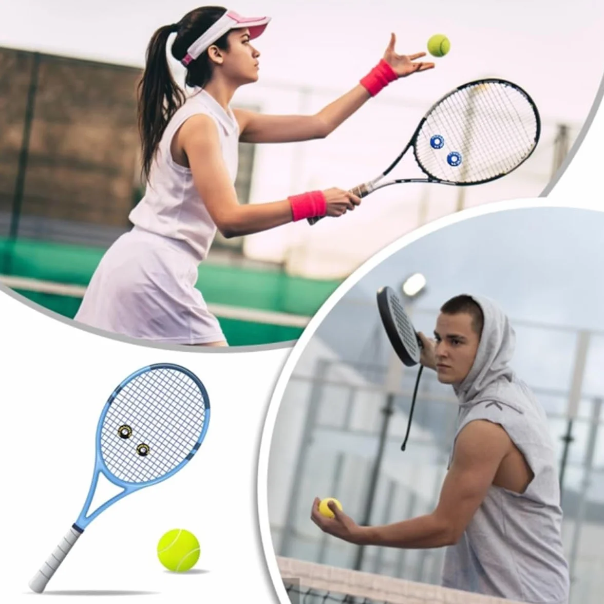 Ammortizzatore Vibrazione Racchetta da Tennis 8 Pezzi Gomma Assorbitori Shock Forma Pneumatico