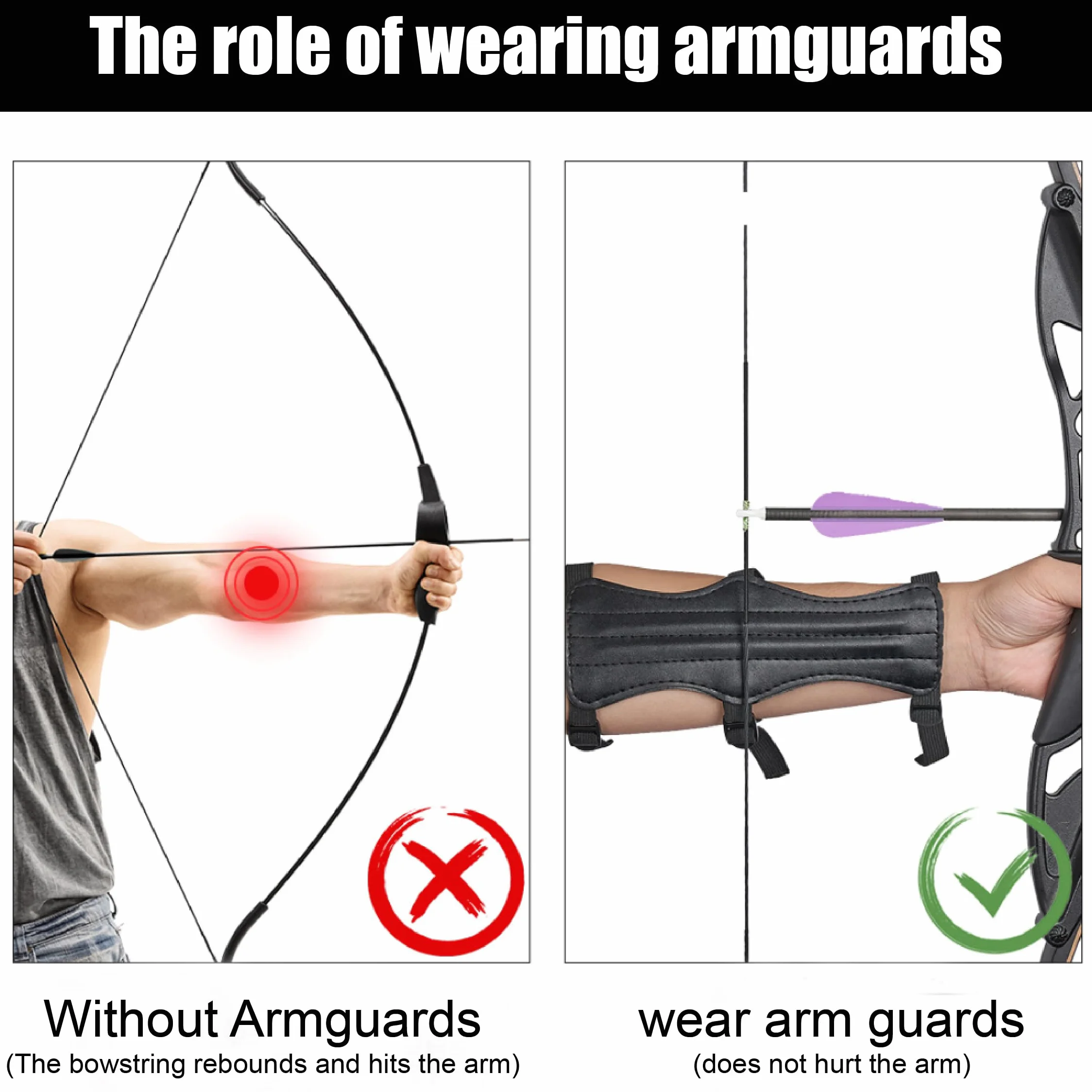 Parabraccio Arciere Cuoio Guardia Avambraccio Tiro con l'Arco