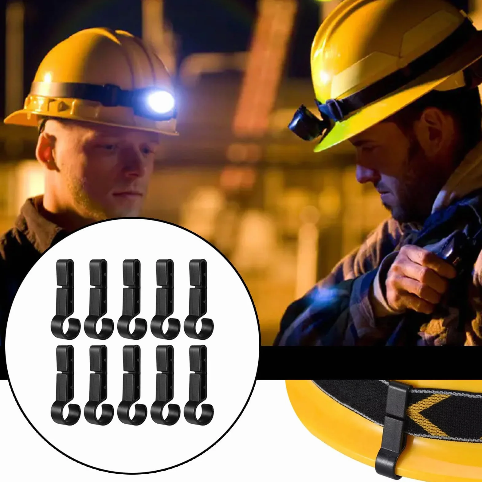 Ganci per fari del casco - clip portatili antiscivolo per caschi da lavoro leggeri