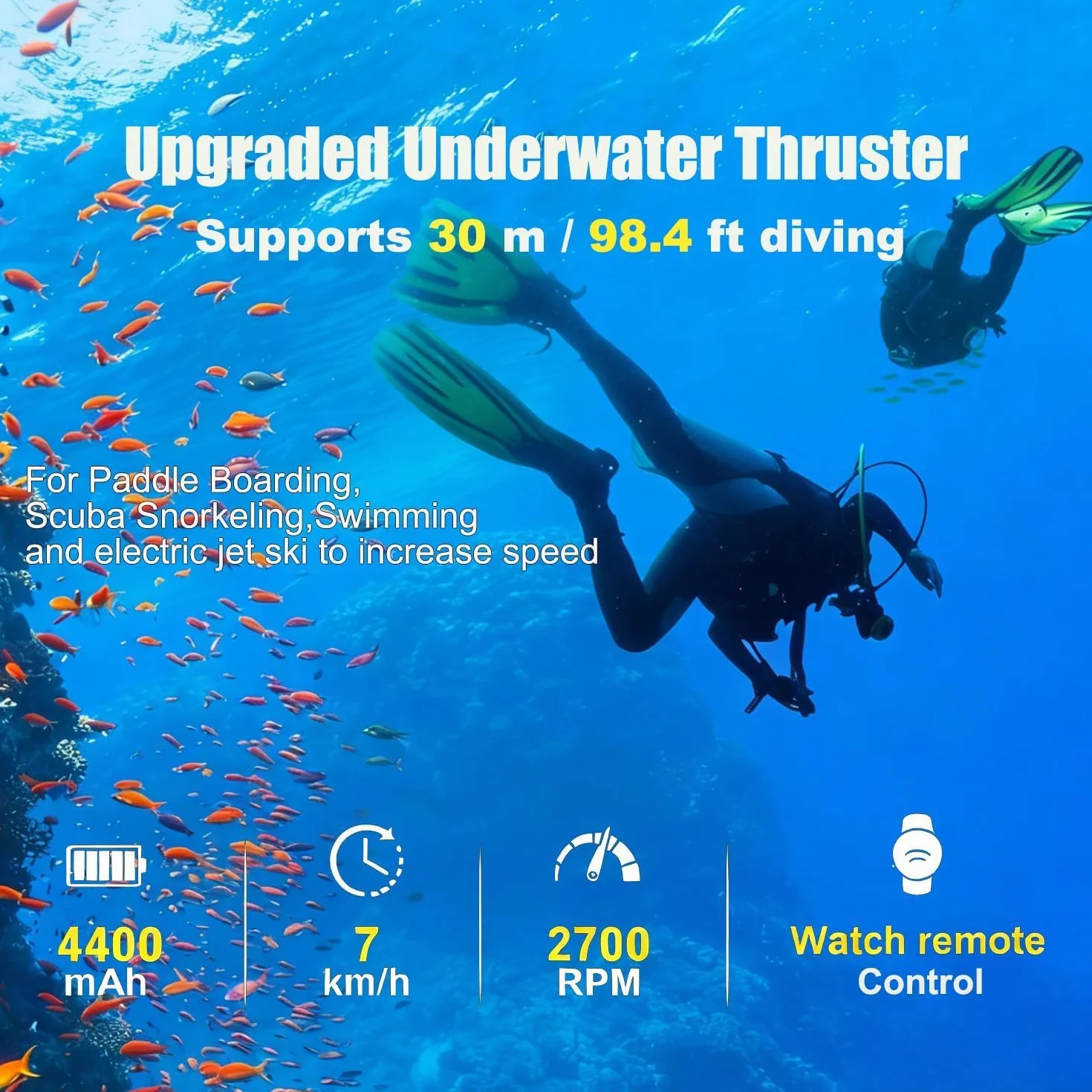Camolech Scooter elettrico subacqueo 500 W per adulti bambini piscina immersioni snorkeling