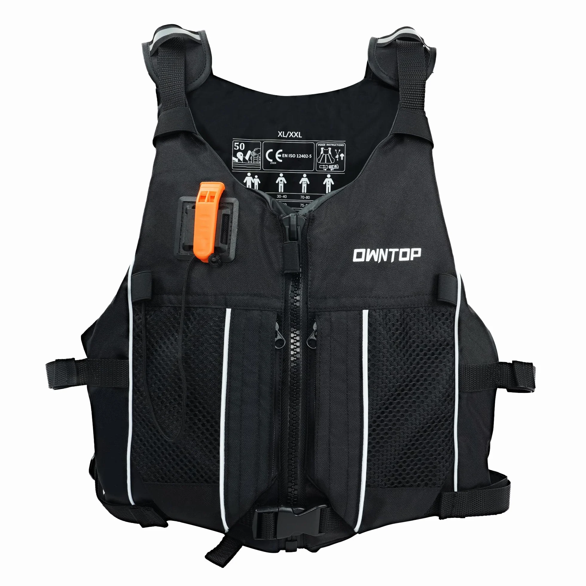 Owntop Aiuti per La Galleggiabilità per Adulti e Adolescenti con Zaino Idratazione, Fischietto e Tasche - Giubbotto Galleggiante Regolabile Gilet da Nuoto Unisex per Paddleboard, Kayak, Pesca, Vela