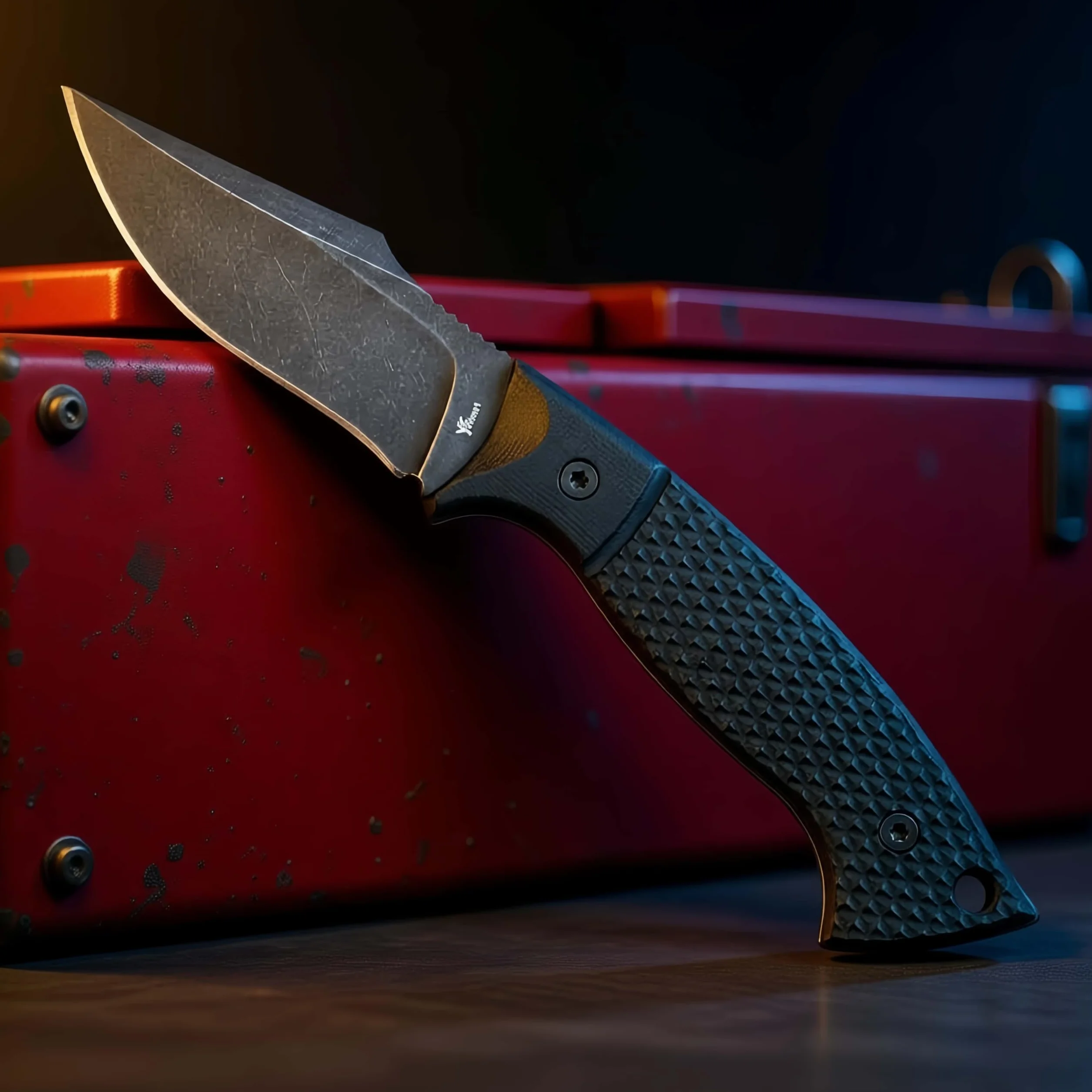 Coltello piccolo con lama fissa: coltello EDC compatto con lama arpione lunga 7,2 cm, manico G-10 testurizzato, ontano continuo, finitura stonewash scuro, fodero stampato a iniezione e Gü