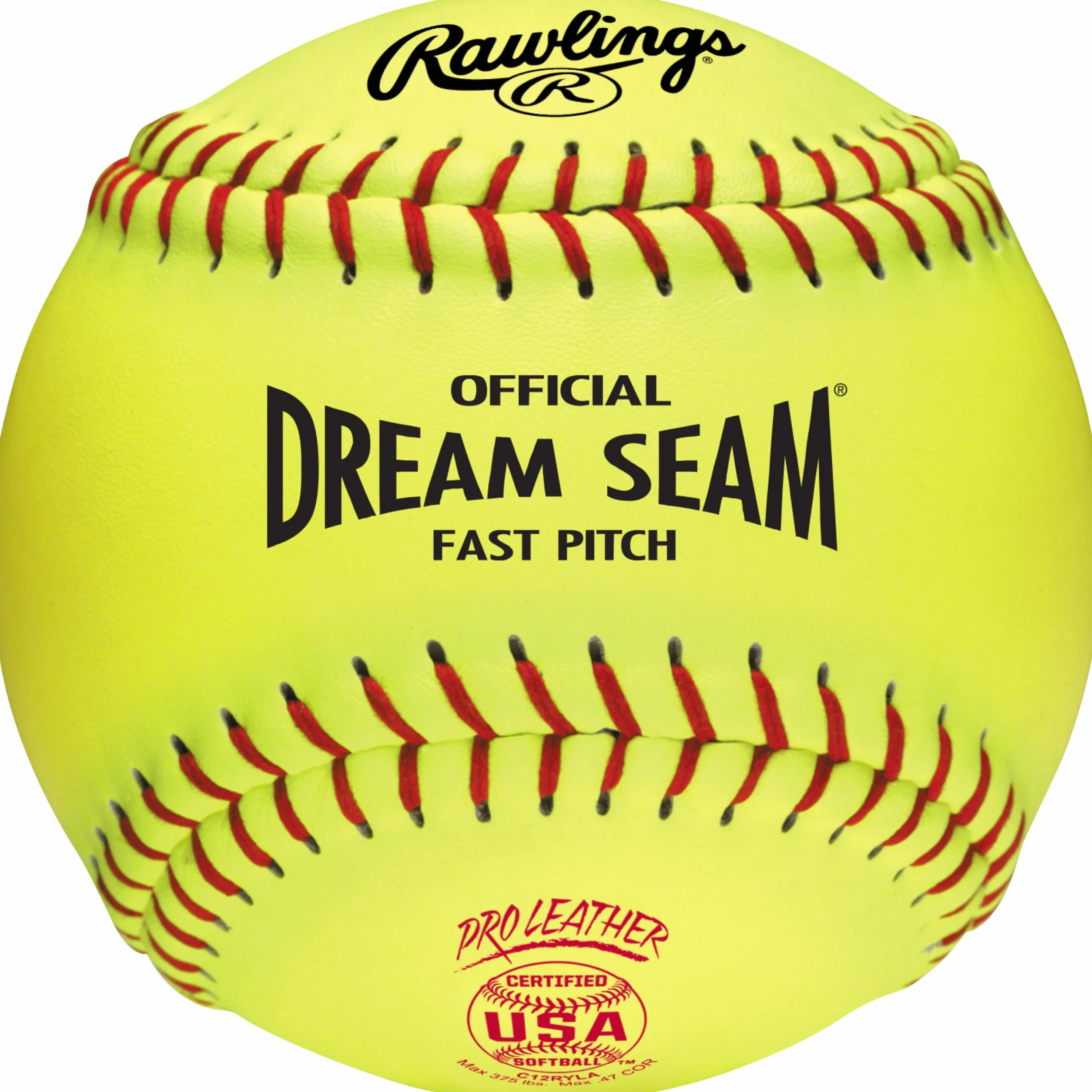 Rawlings Palline da softball ufficiali USA Pro Leather Dream Seam Fastpitch | USA/ASA | C12RYLA | 30,5 cm | 3 pezzi