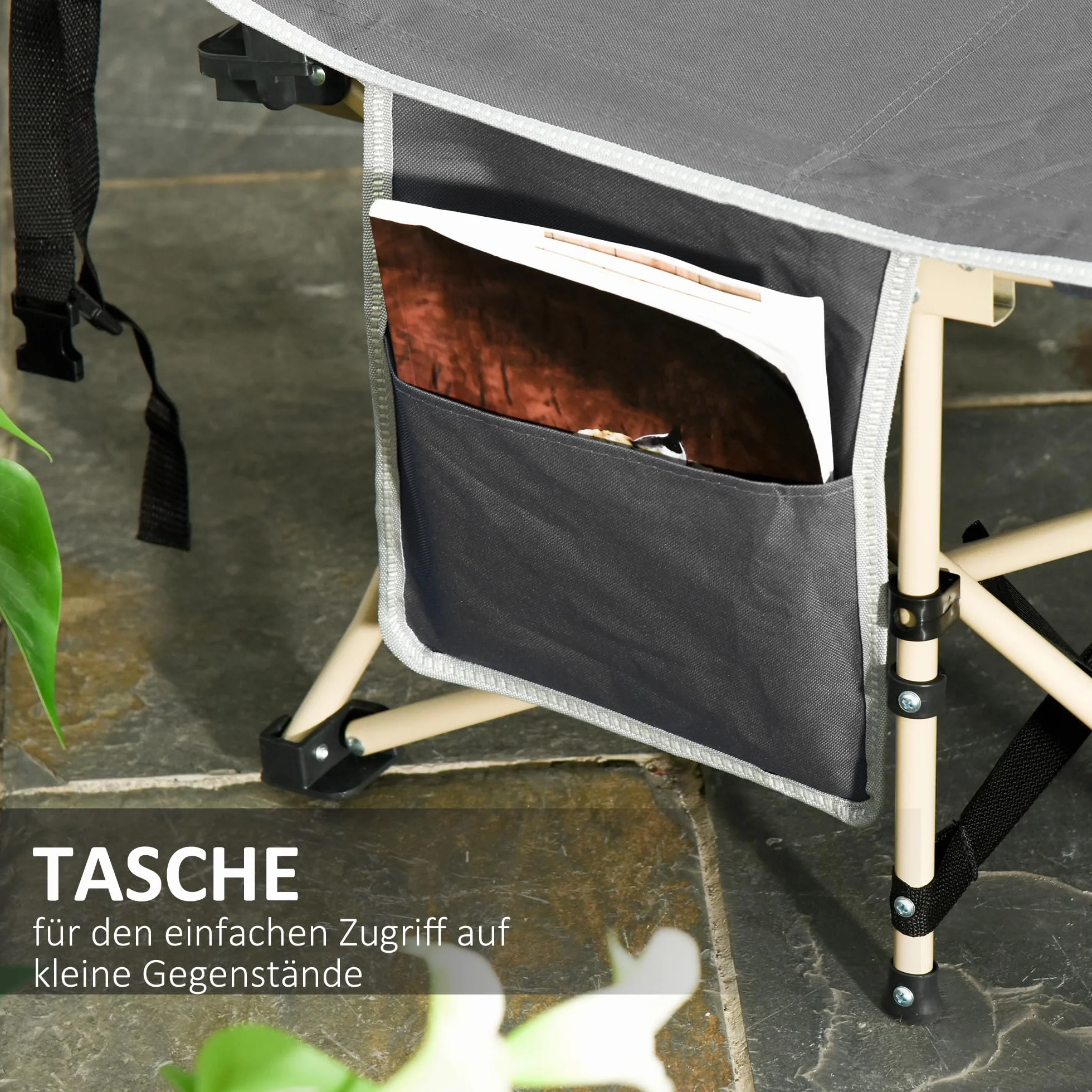 Outsunny Feldbett Campingbett mit Aufbewahrungstasche, Stahl Oxford 190x68x52 cm