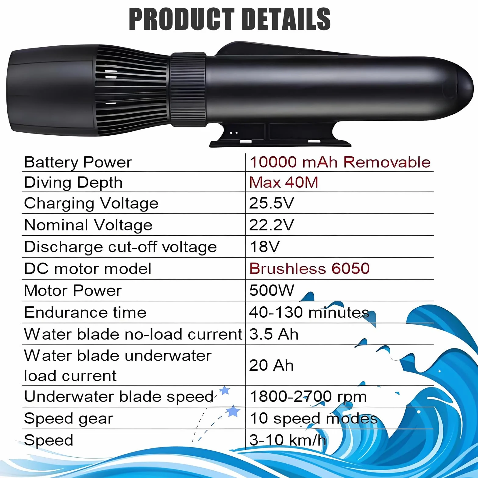 Moto d'Acqua Gonfiabile Elettrica Subacquea con Motore Barche Elettriche da Mare per Adulti 3-7 km/h Attrezzatura per Immersioni Subacquee e Nuoto Boat+Thrusters