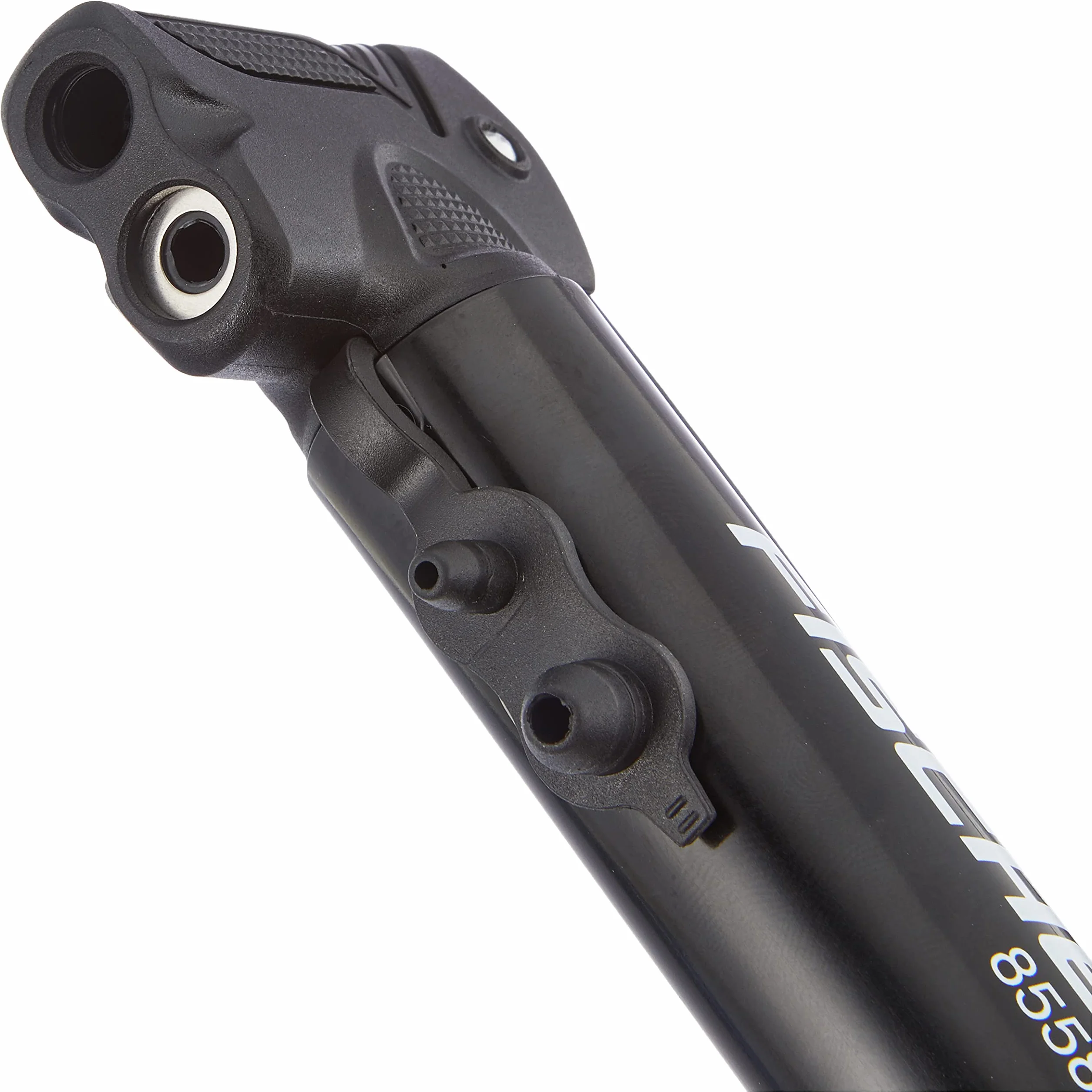 Fischer Mini Pompa per Bicicletta con Impugnatura a T, Doppia Testa, Supporto per Telaio, Nero