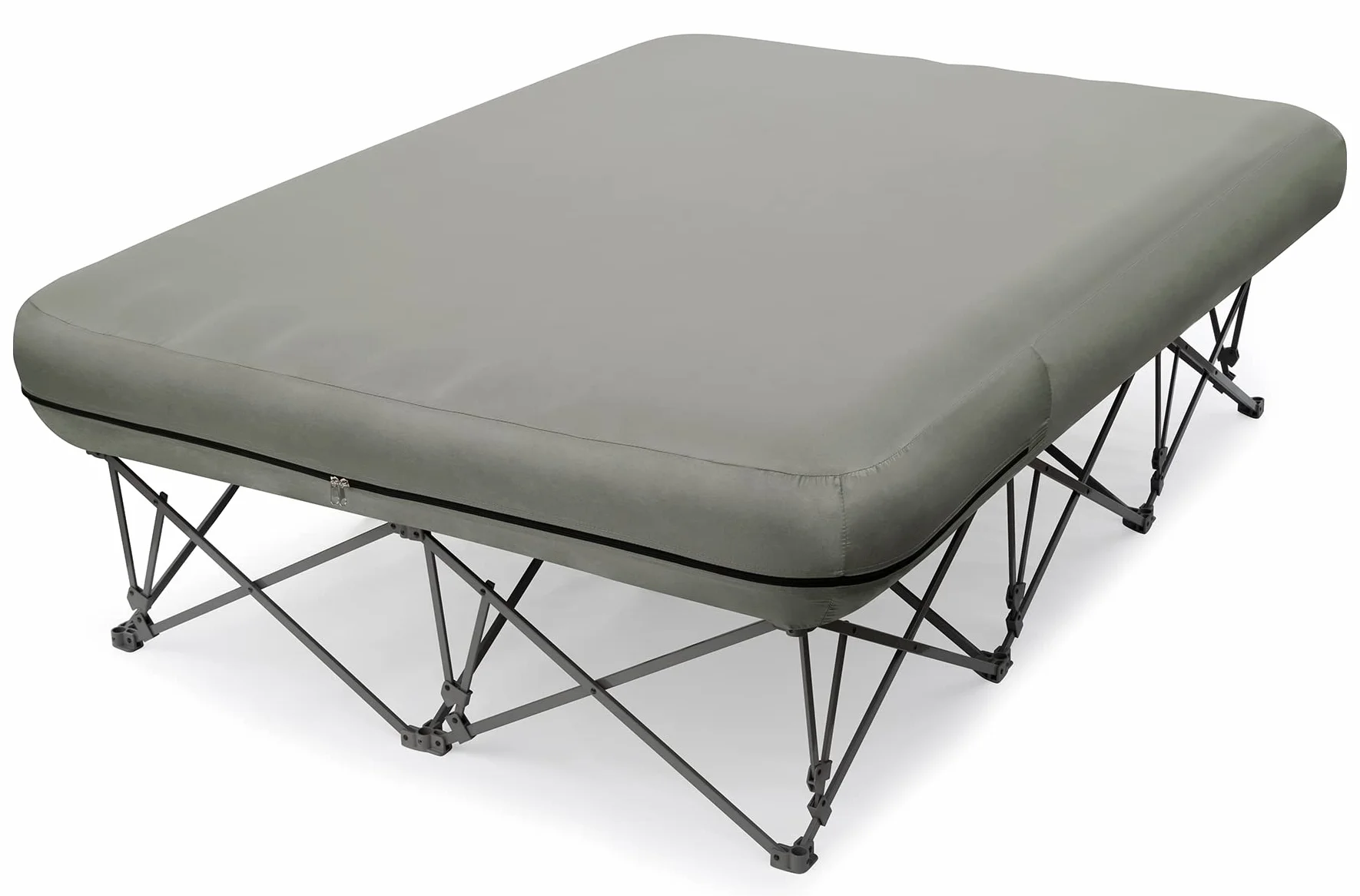 KAMPKEEPER Lettino da campeggio doppio con materasso gonfiabile 200x150x58 cm Grigio
