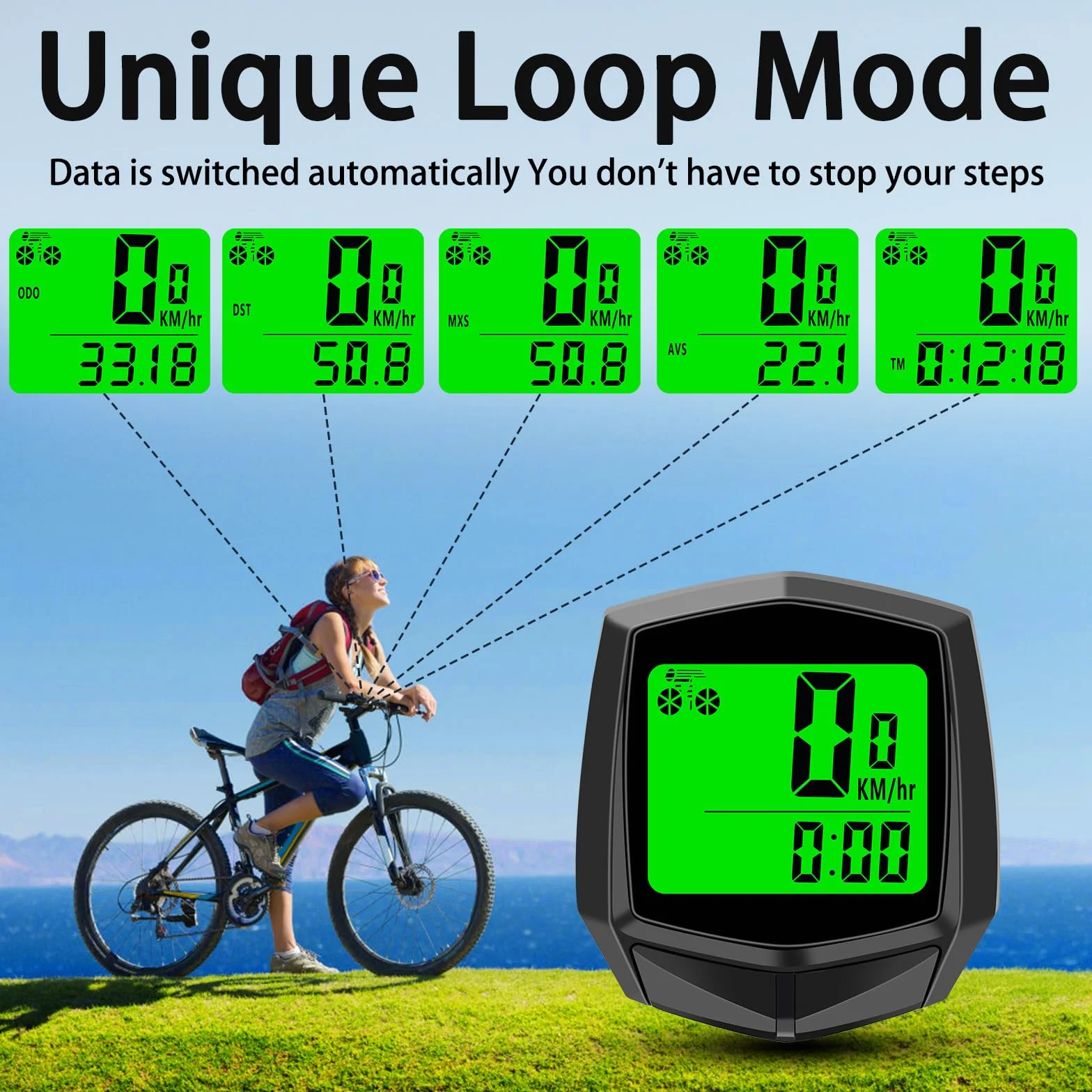 Contachilometri Bici con Filo 16 Funzioni Impermeabile