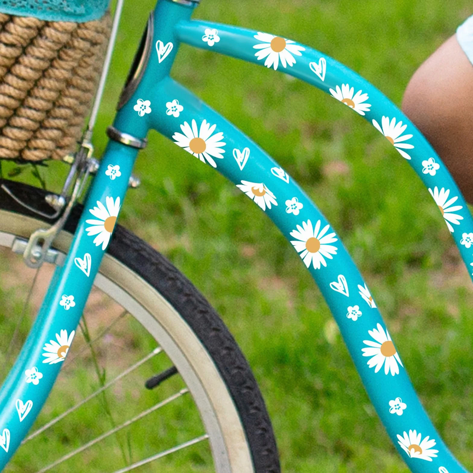 Daisy Adesivi Bici 2 Fogli Impermeabile Telaio Bicicletta Fiore Decorativo