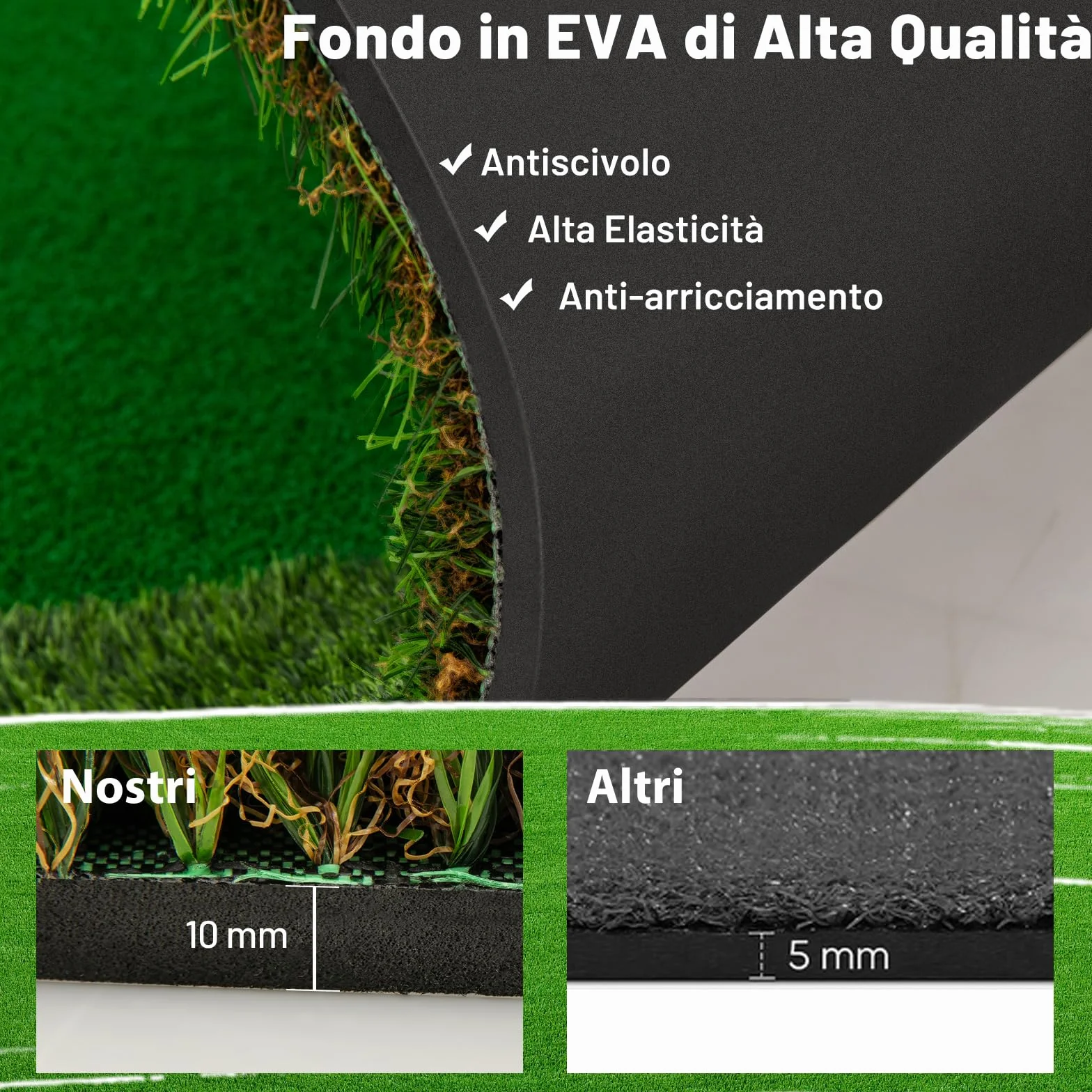 COSTWAY Putting Green Tappetino da Golf 300x150 cm 3 Buchi con Palline