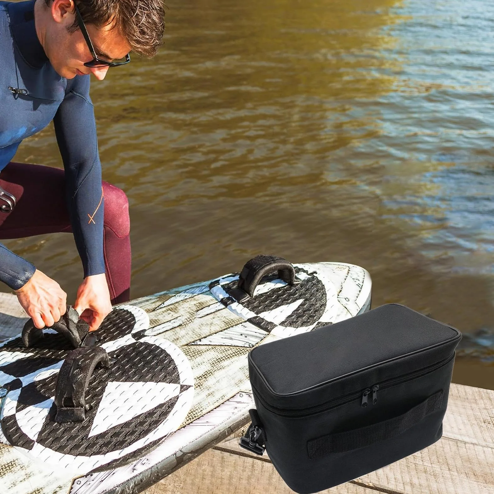Torba na pompę elektryczną z paskiem, przenośna torba podróżna do pompki do paddle board, regulowana, duża pojemność