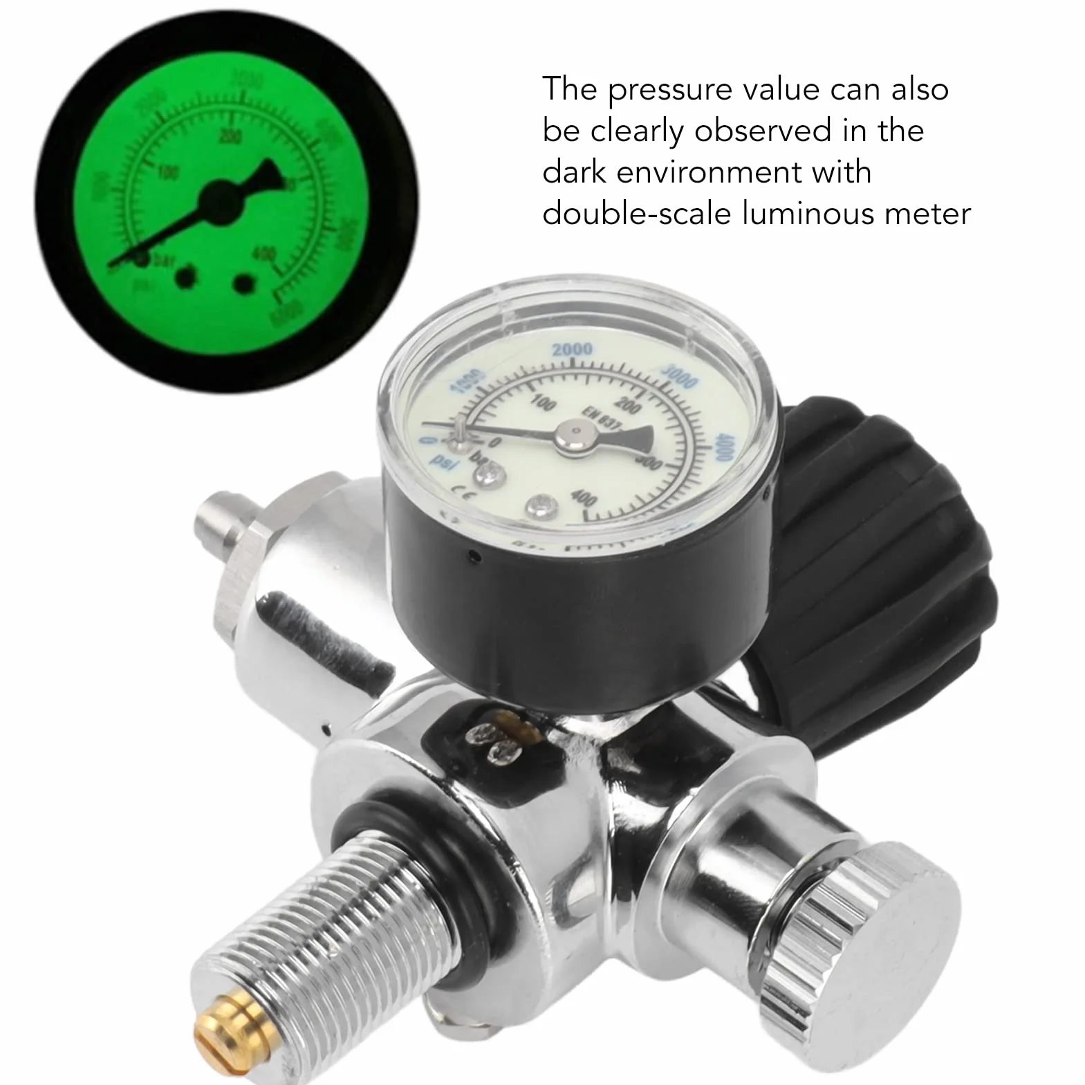 Srliya Preciso 6000psi 400Bar Scuba Tank Pressure Gauge Misuratore Luminoso a Doppia Scala per gli Appassionati di Immersioni Acciaio Inossidabile M18x1.5