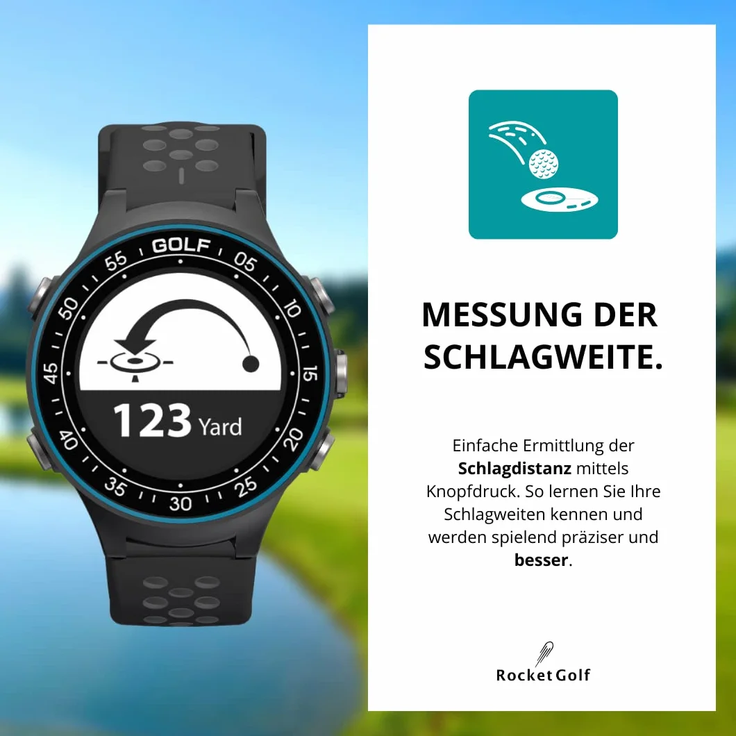 RocketGolf Golfuhr Par.4 telemetro GPS 38.000+ campi da golf funzione ostacolo contapassi aggiornamenti gratuiti