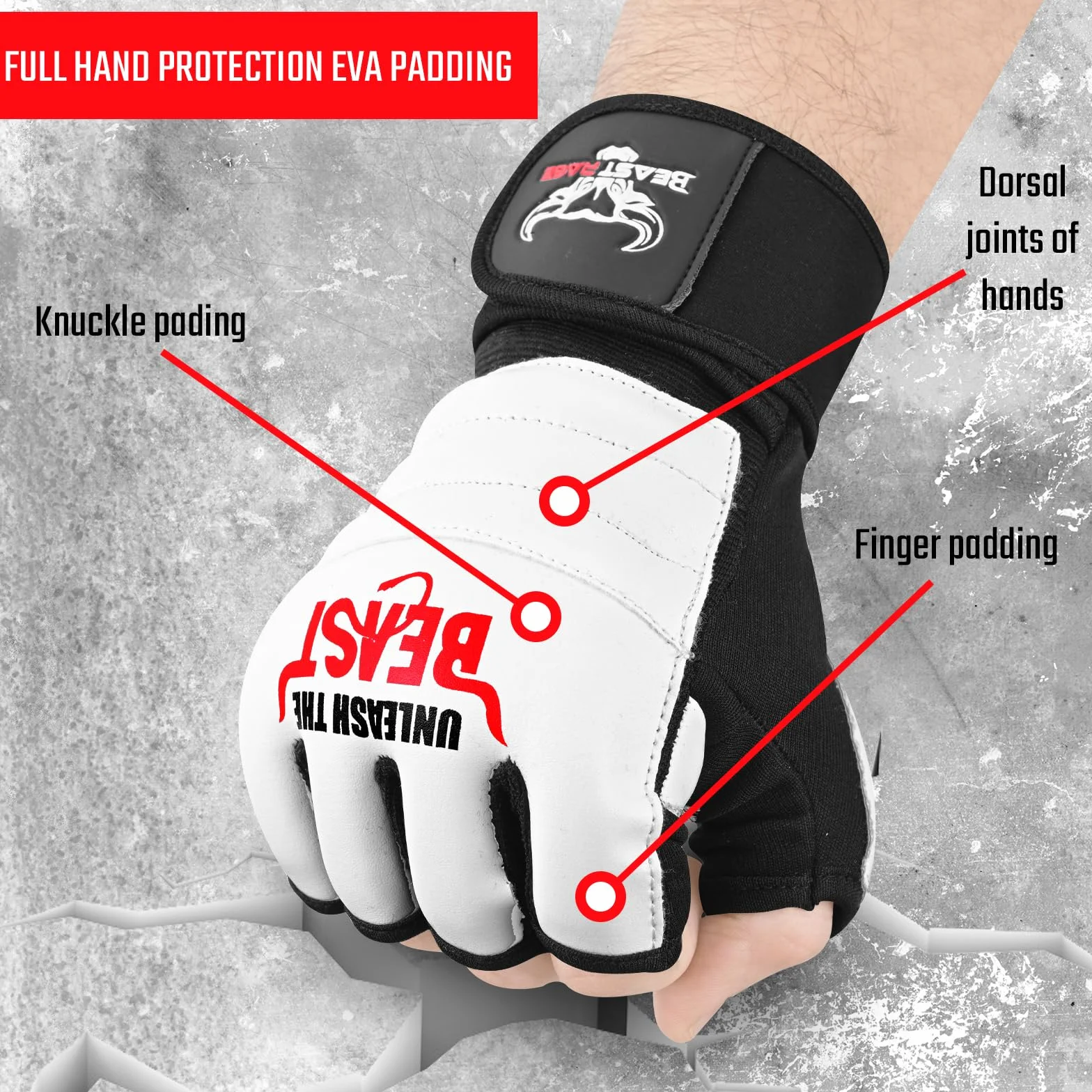 BEAST RAGE Rękawice bokserskie MMA Kickboxing Muay Thai półpalcowe
