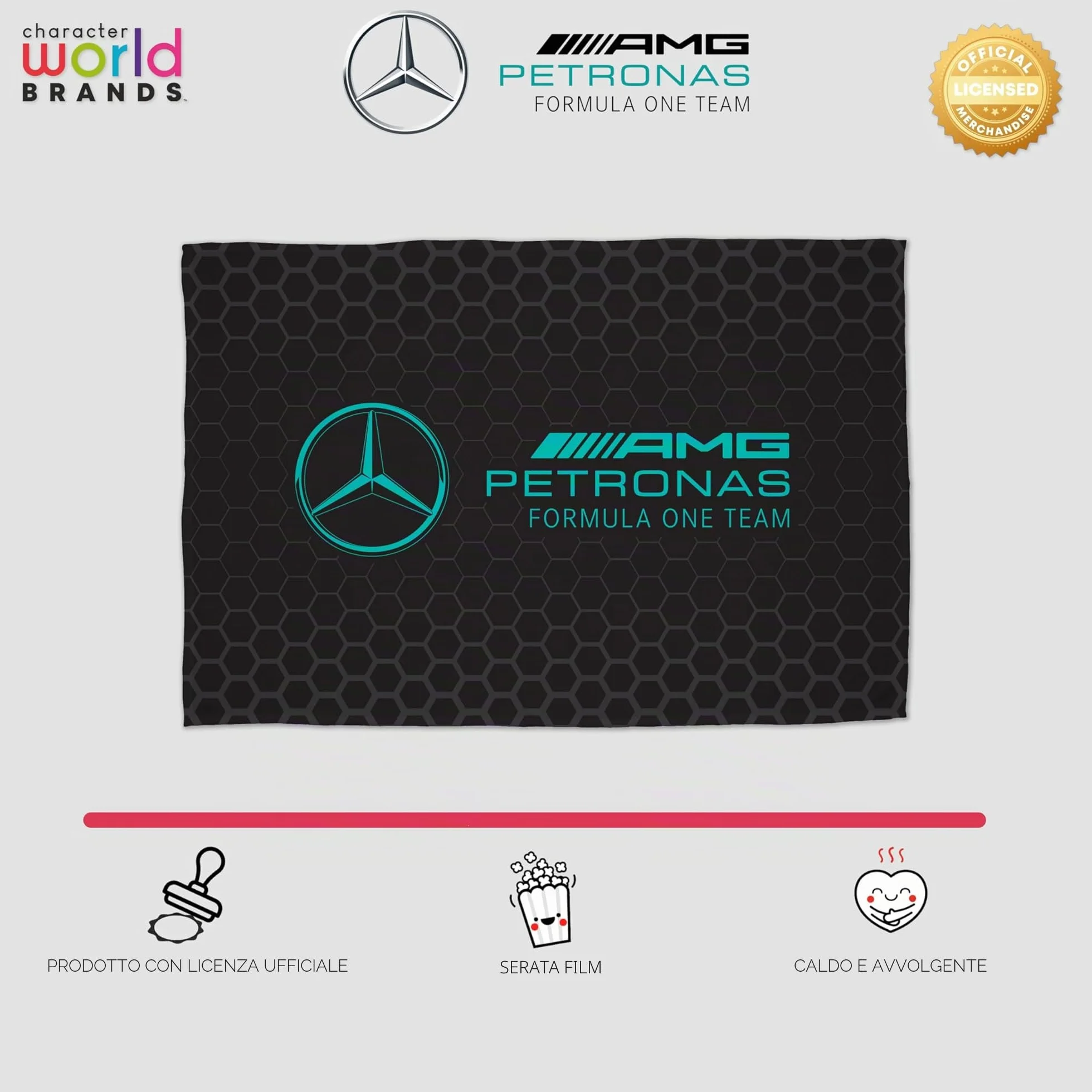 Mercedes AMG Petronas Coperta in pile ufficiale 100x150 cm Stealth Formula Uno nera