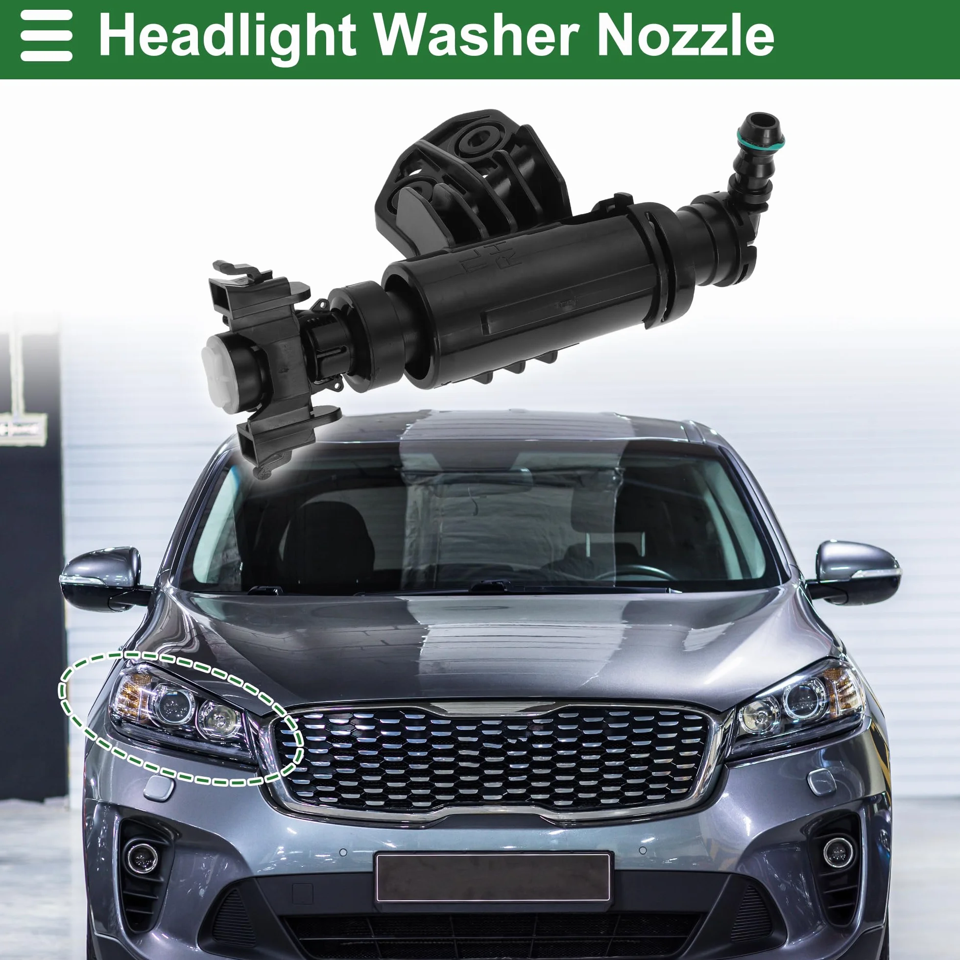 Motoforti Getto Spruzzatore Lavafari Faro Anteriore per HYUNDAI TUCSON MK3 2016-2020 Plastica Nera