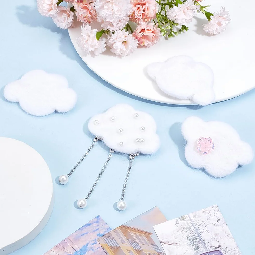PH PandaHall 8 pz Feltro Nuvole Decorazione Nuvola Bianca, Ornamenti di Nuvole In Feltro, 4.3x7cm