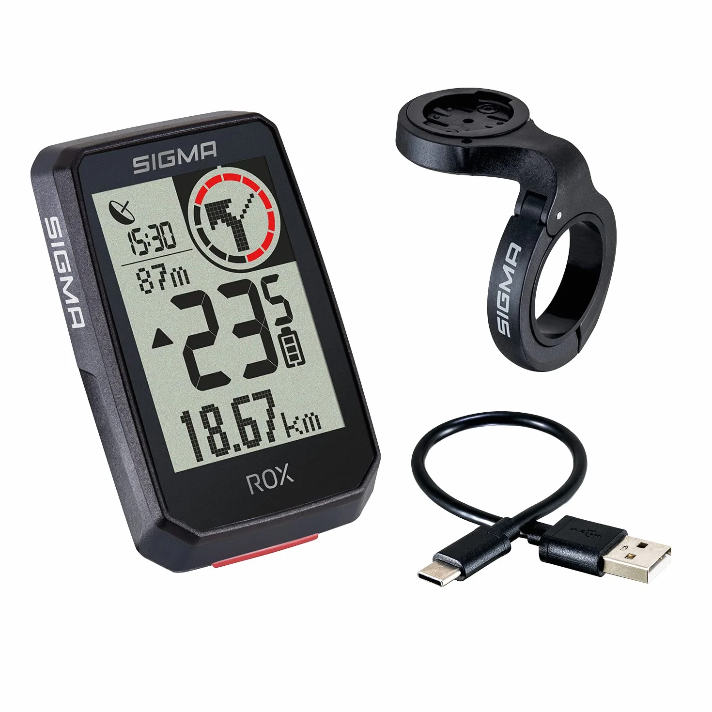 SIGMA ROX 2.0 Nero Top Mount Set Ciclocomputer senza fili con navigatore GPS e OVERCLAMP