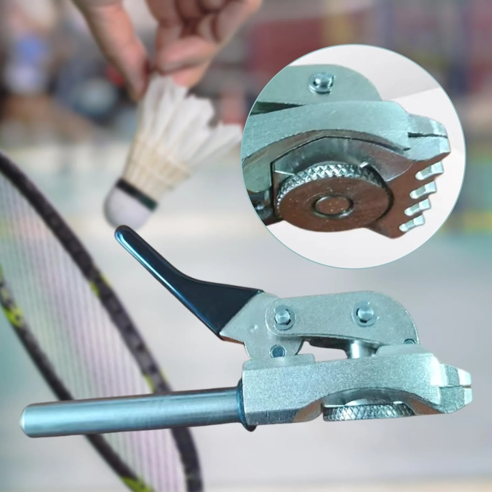 Morsetto Volante per Macchina Incordatrice Badminton Tennis, Morsetto Incordatura Racchetta con Posizionamento 5 Denti, Trama Antiscivolo