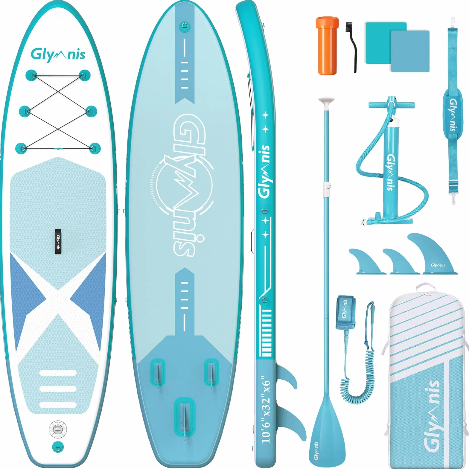 Glymnis SUP Tavola Gonfiabile 320×81×15cm 140kg Stand Up Paddle con Pompa Pagaia Borsa
