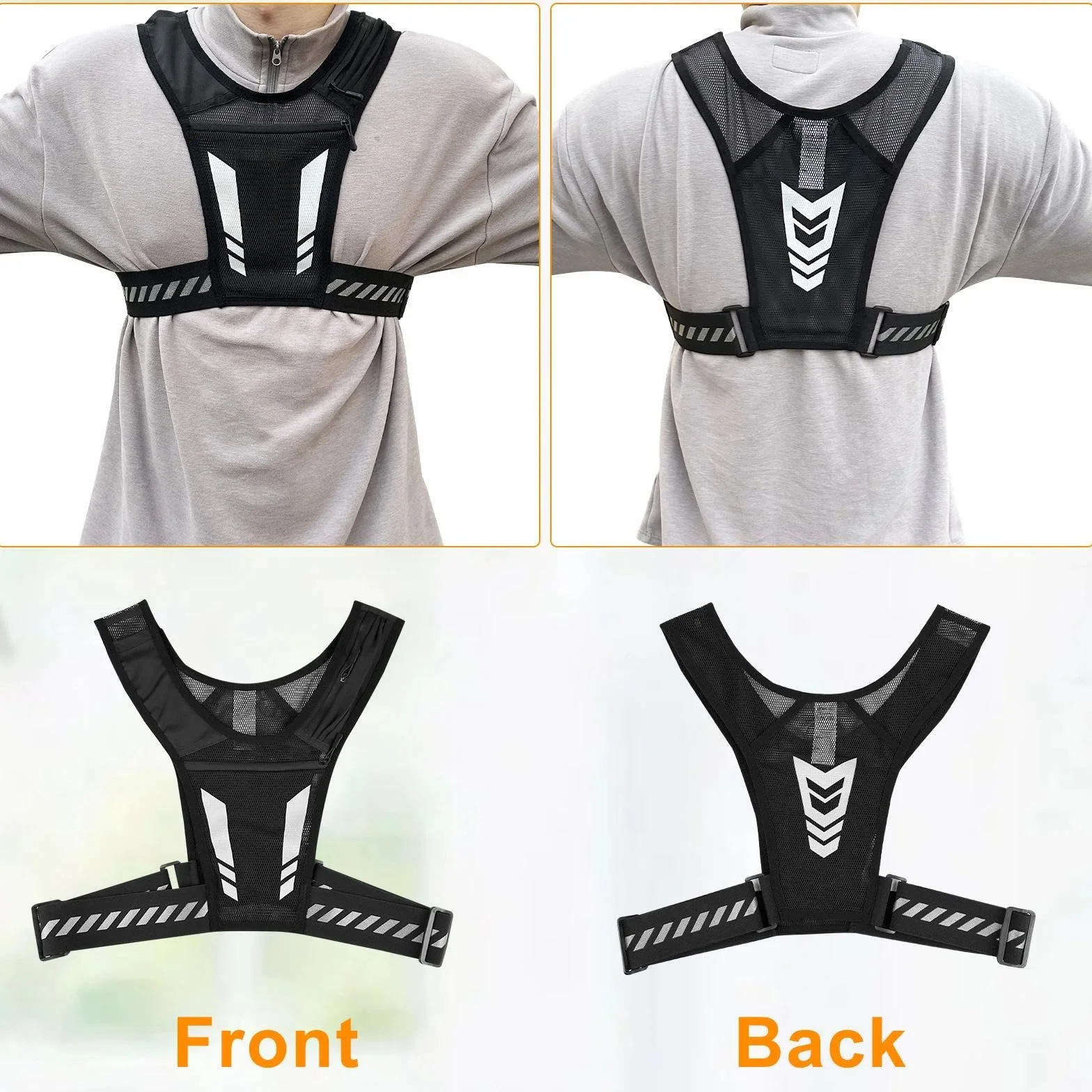Gilet Riflettente da Donna per Correre con Porta Telefono Corsa, Uomo Portacellulare per Ciclismo Jogging Escursionismo