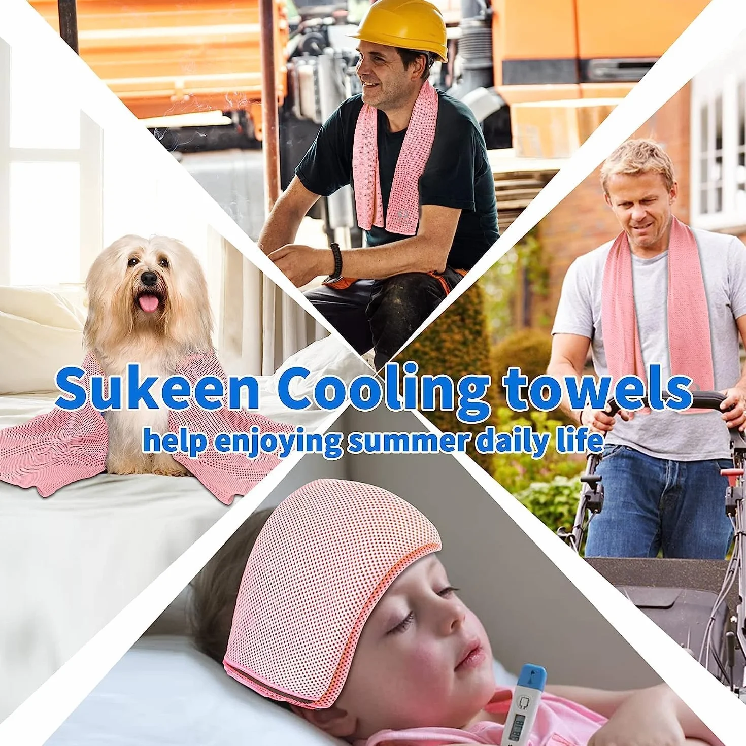 Sukeen Asciugamani Rinfrescanti 4 Pezzi 101x30,5 cm per Collo Sollievo Istantaneo Morbidi Traspiranti Yoga Golf