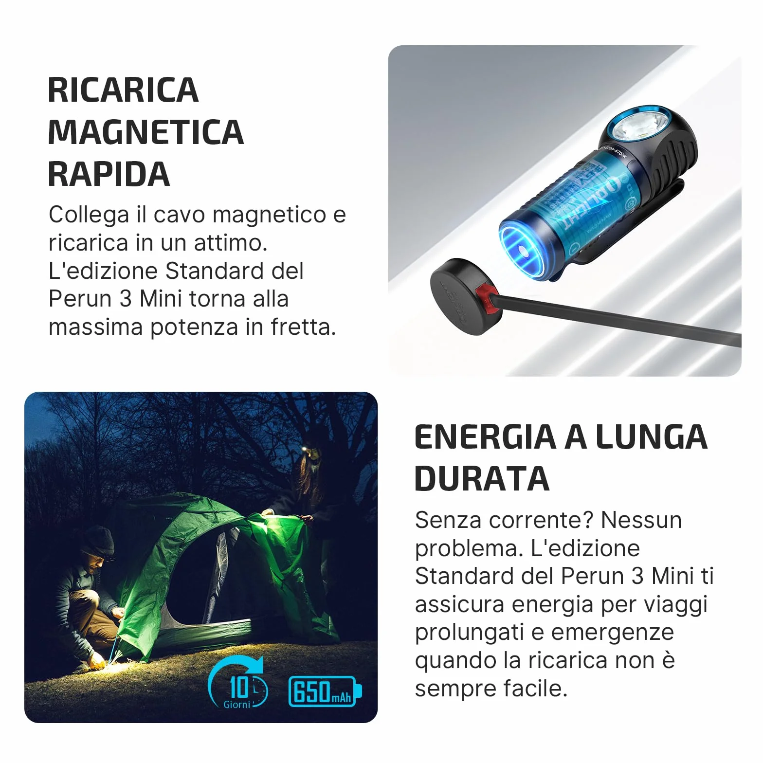 OLIGHT Perun 3 Mini HCRI Torcia Frontale Ricaricabile 920 Lumen 90 CRI Luce Bianca e Rossa