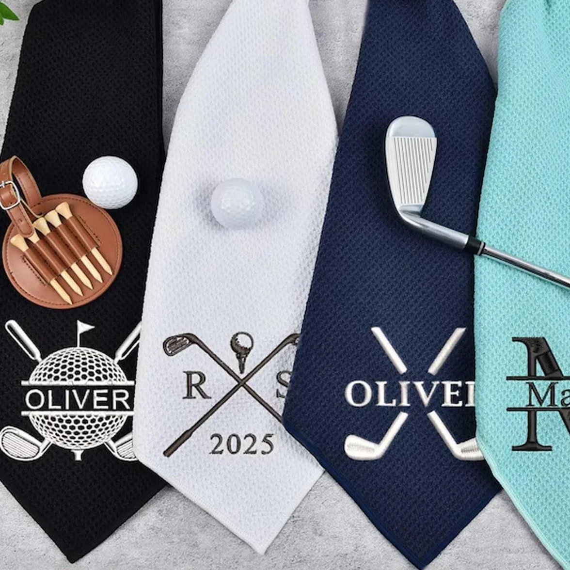 Asciugamano da golf personalizzato ricamato con monogramma logo regalo per papà festa del papà