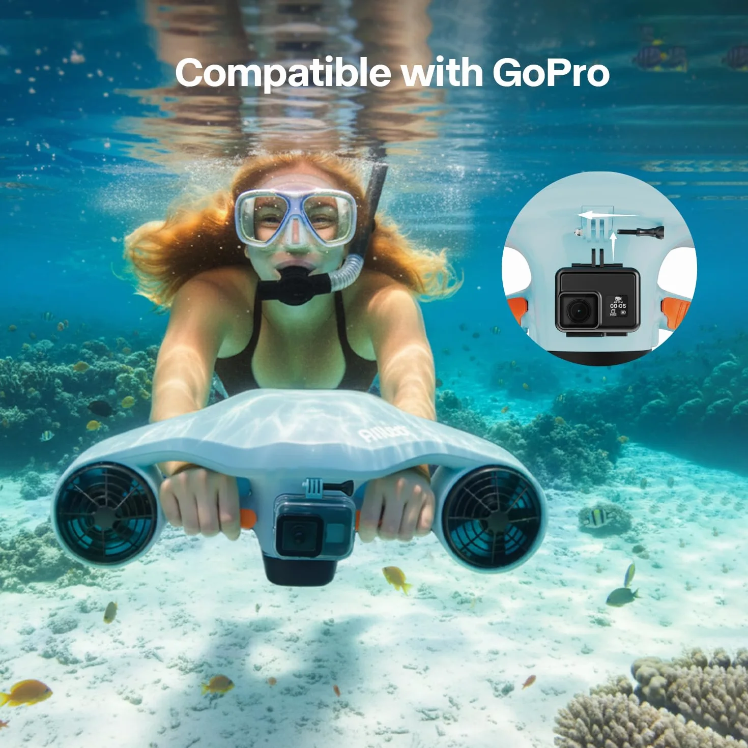 Asiwo Manta 2 Subacqueo Monopattino Marino Doppio Motore Supporto Fotocamera Azione