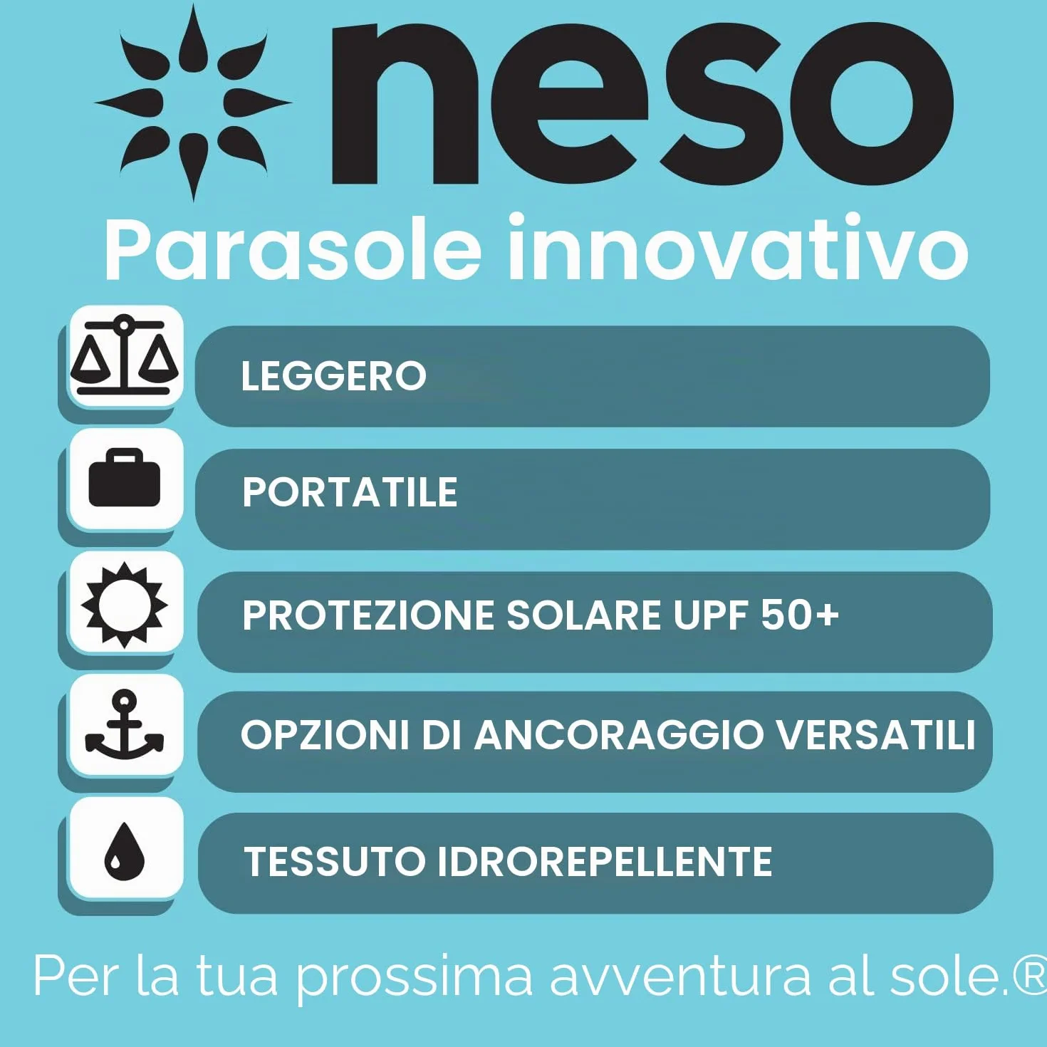Tenda da spiaggia Neso Tents con ancoraggio a sabbia, parasole portatile - 2.1m x 2.1m - Angoli rinforzati brevettati (Blu Pervinca)