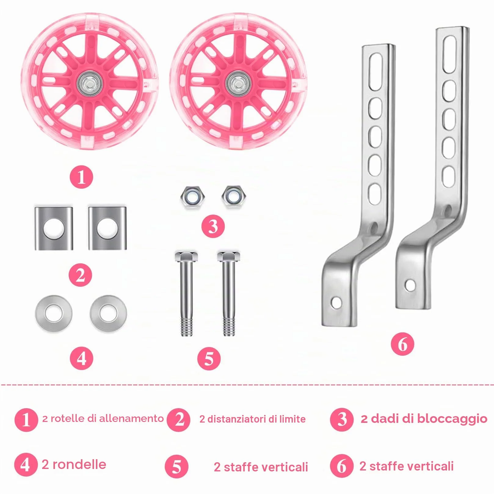 Ruote di supporto universali per bicicletta bambini 12-20 pollici rosa
