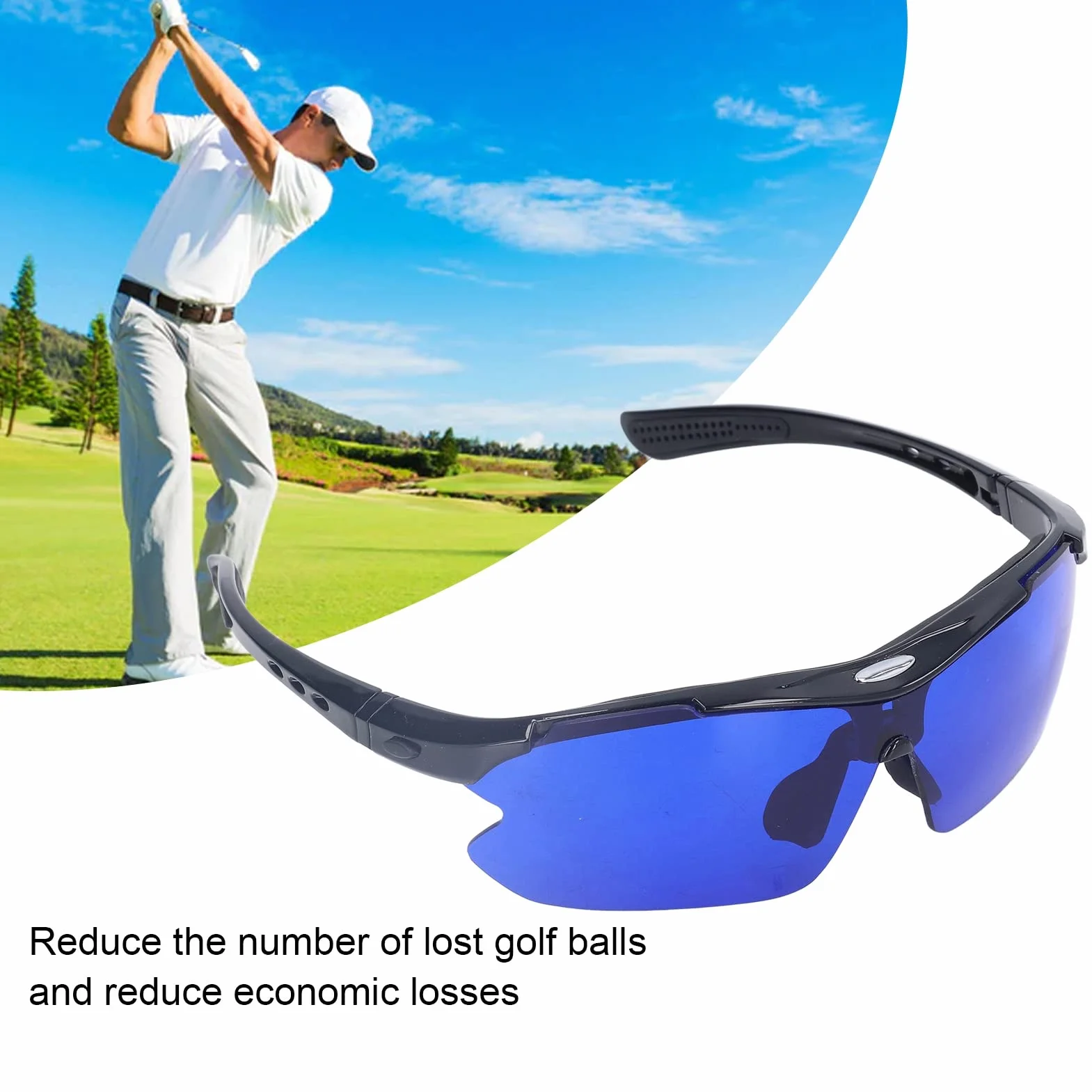 Occhiali Cerca Pallina da Golf, Golf Ball Finder Glasses Occhiali Blu per la Ricerca di Palline da Golfs con Custodia per Uomini o Donne