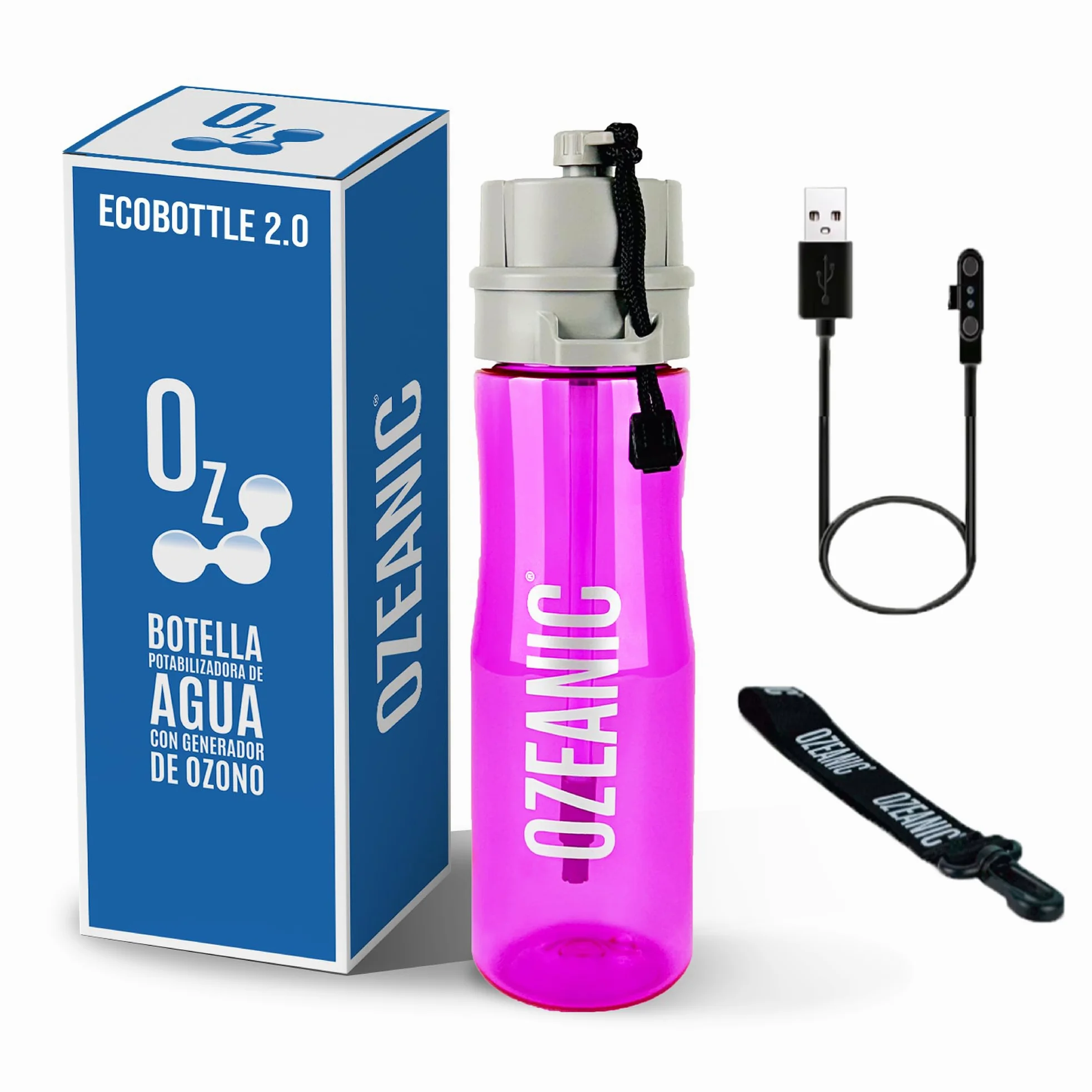 Bottiglia purificatrice d'acqua ad alta capacità per bere acqua pulita in qualsiasi momento e luogo (750, Rosa)